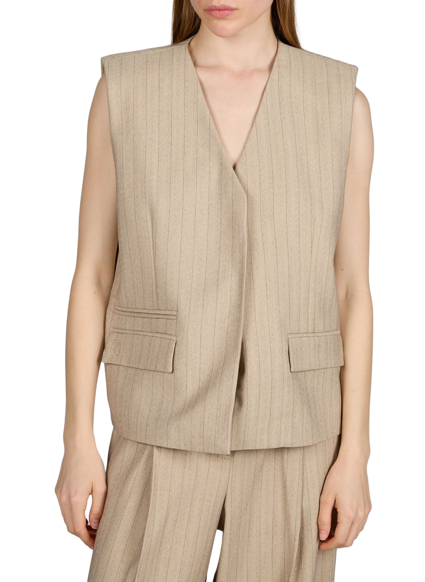 Veste tailleur sans manches rayée ROUGE EDIT Gris