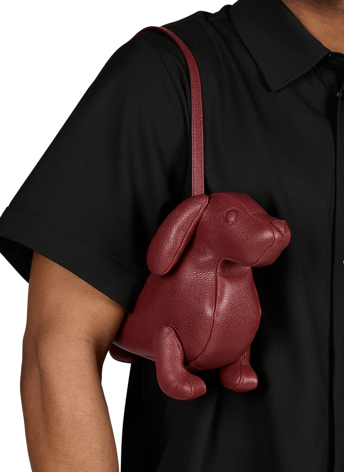 Dog-shaped shoulder bag in grained leather THOM BROWNE Red