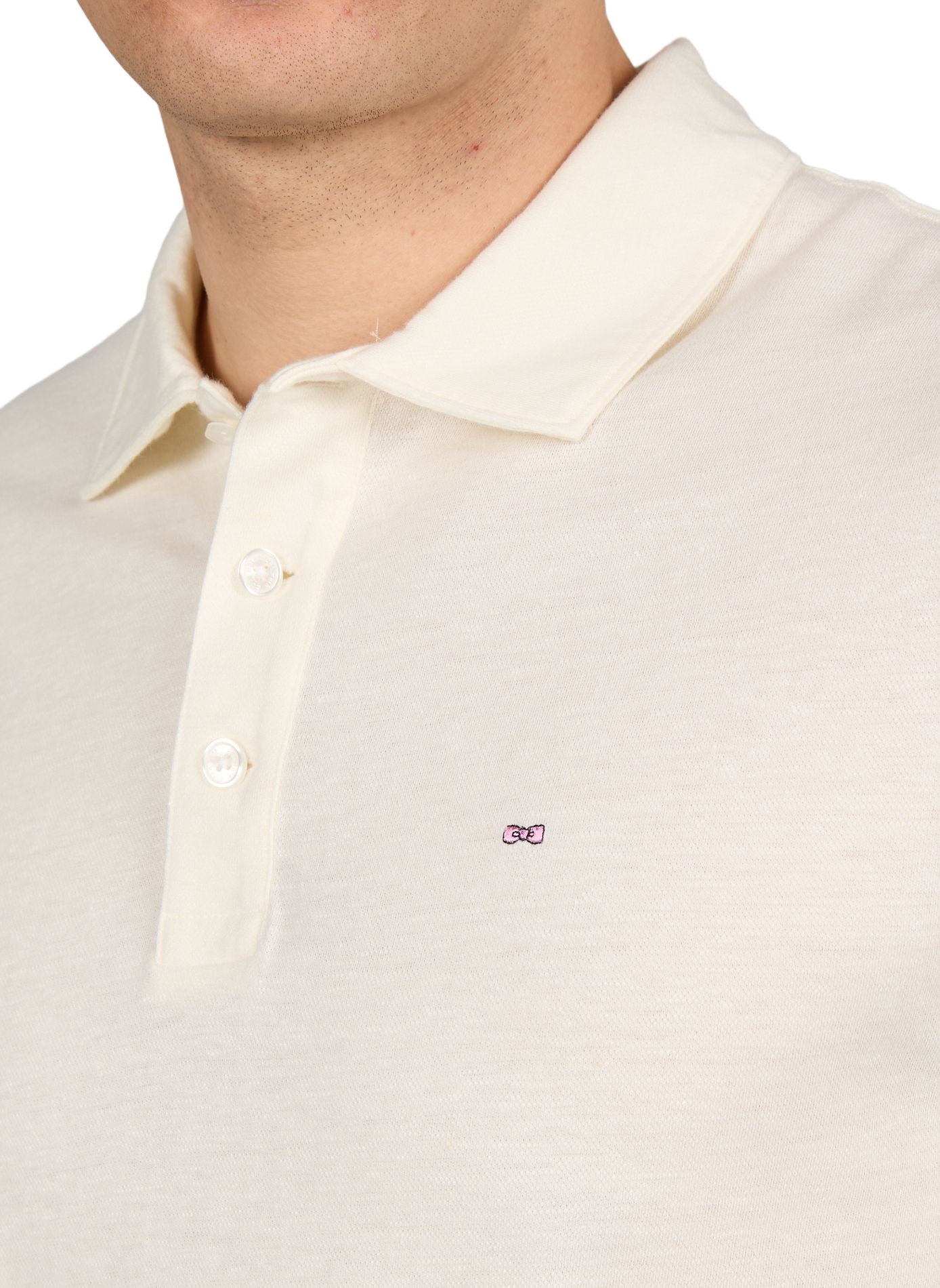 Polo à manches courtes en coton et lin EDEN PARK Beige