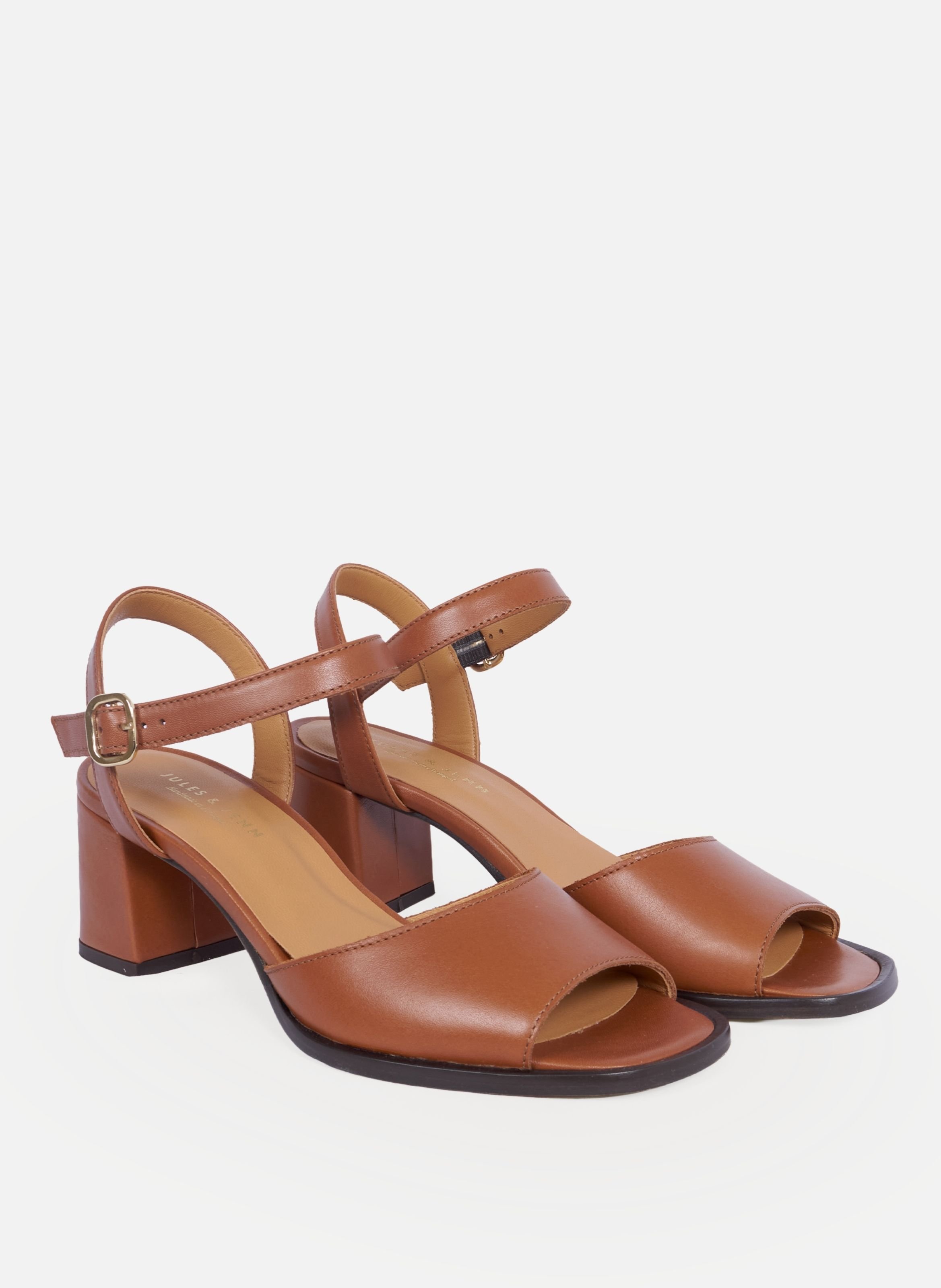 Sandales talon anouk cuir lisse JULES & JENN Marron