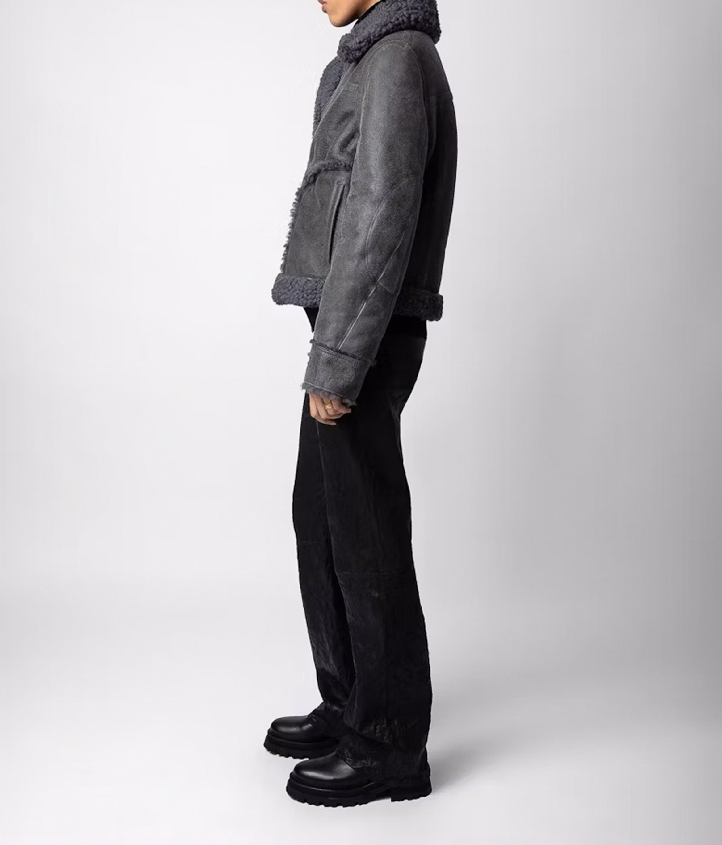 Kady aged leather aviator jacket ZADIG&VOLTAIRE Grey