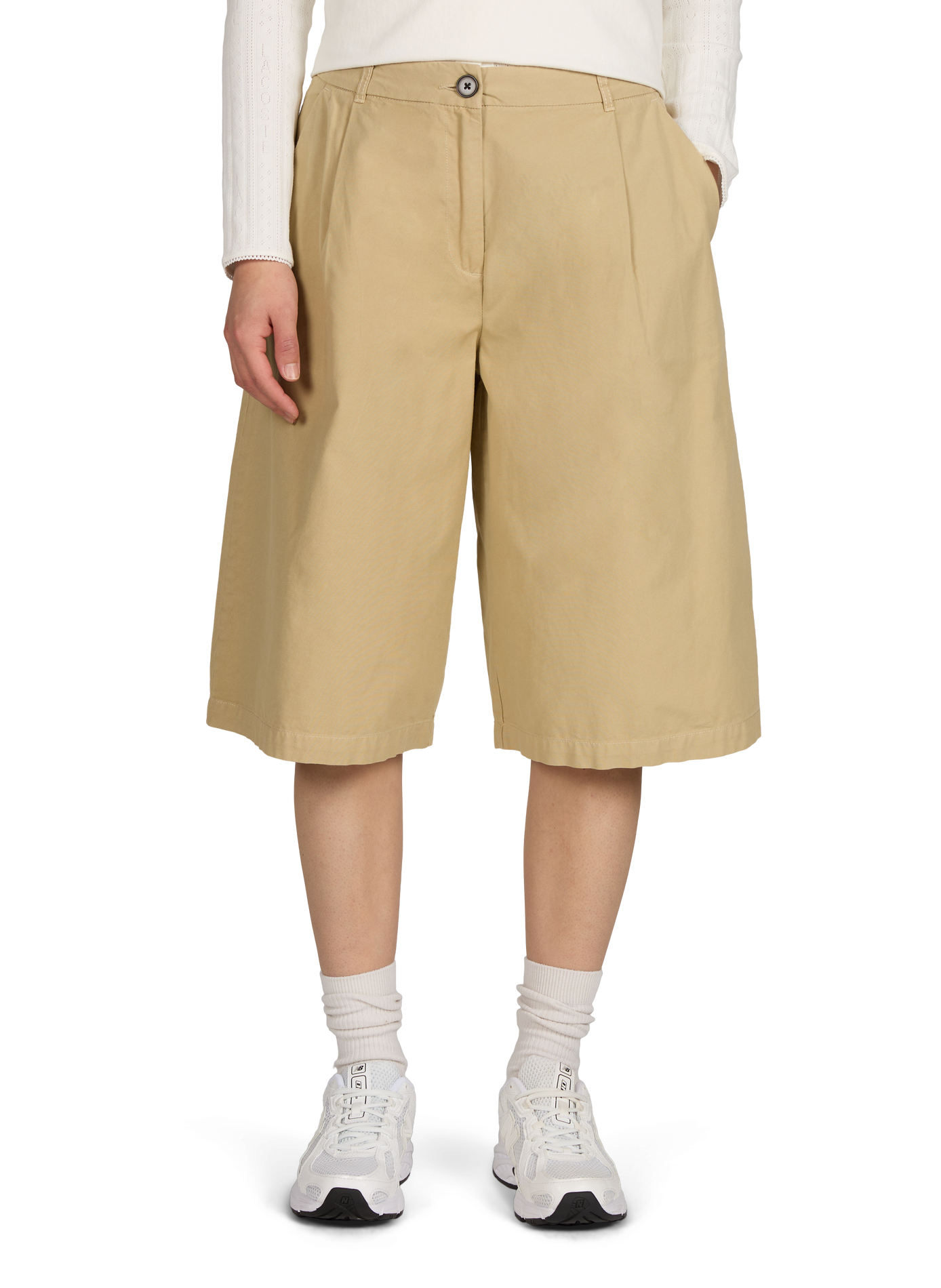 Bermuda taille haute à pinces uni BELLEROSE Beige