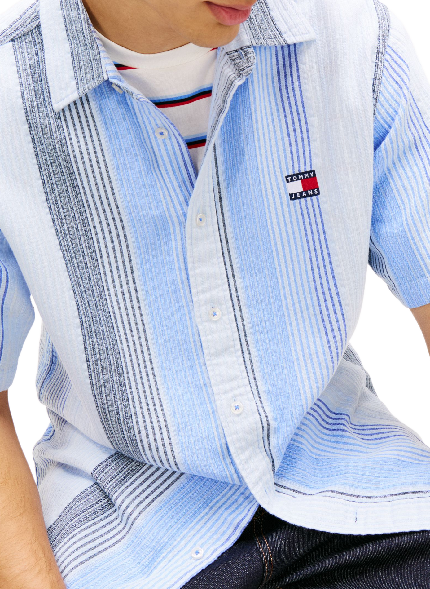 Short-sleeved striped cotton shirt TOMMY HILFIGER Multicolour