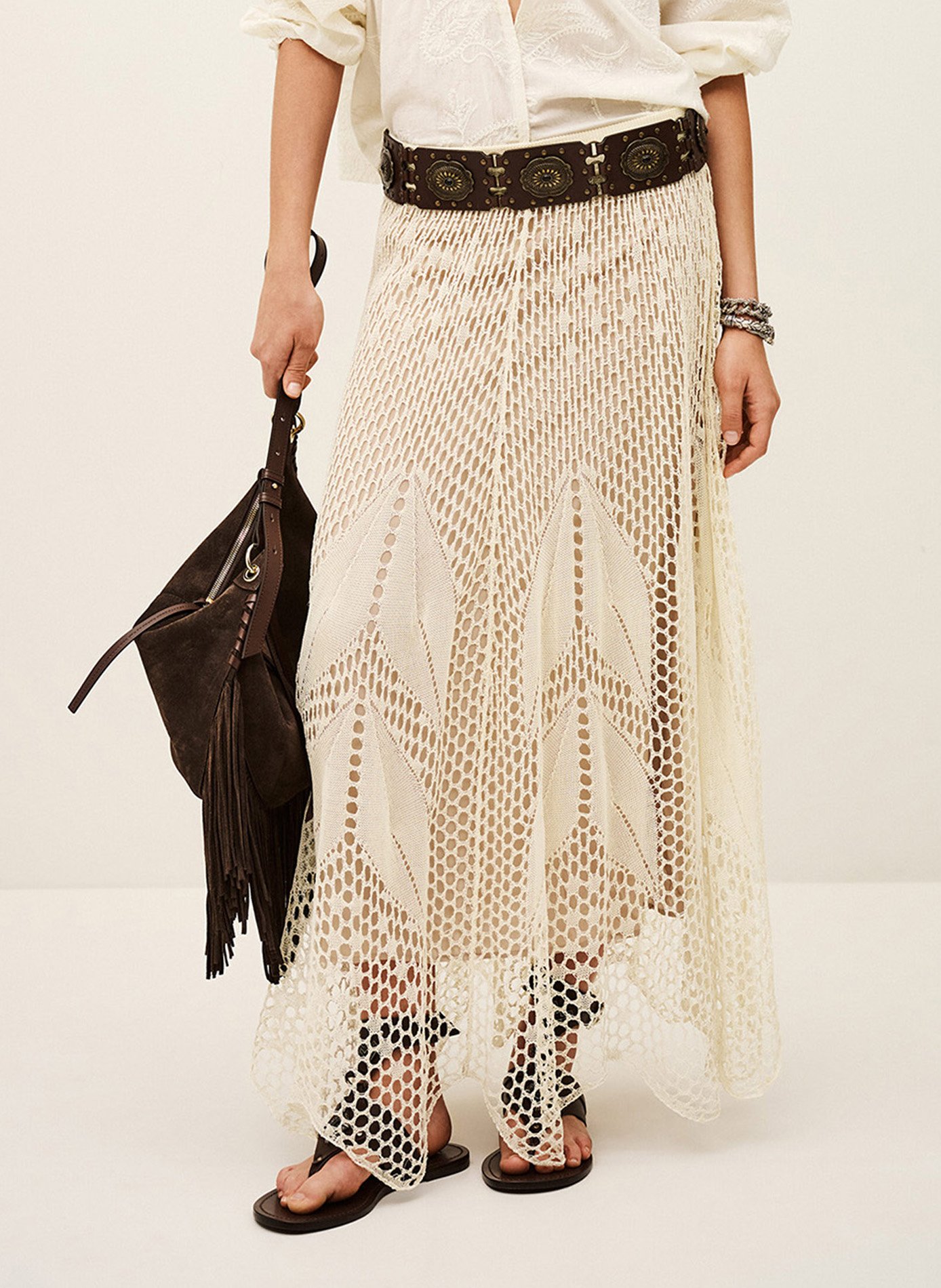 Jupe longue en coton bio ulysse BA&SH Beige