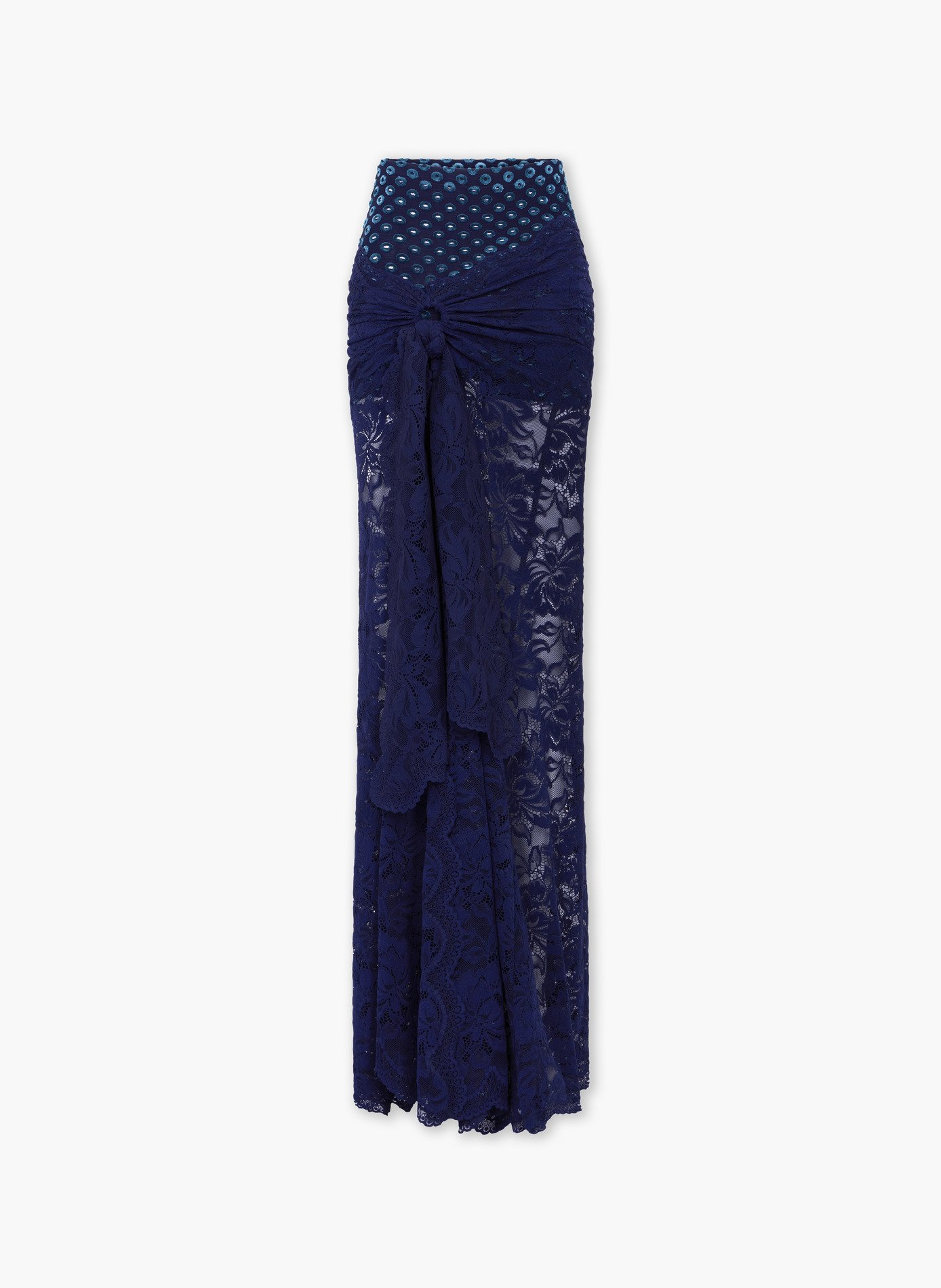 Longue jupe en dentelle trompe-l'œil RABANNE Bleu