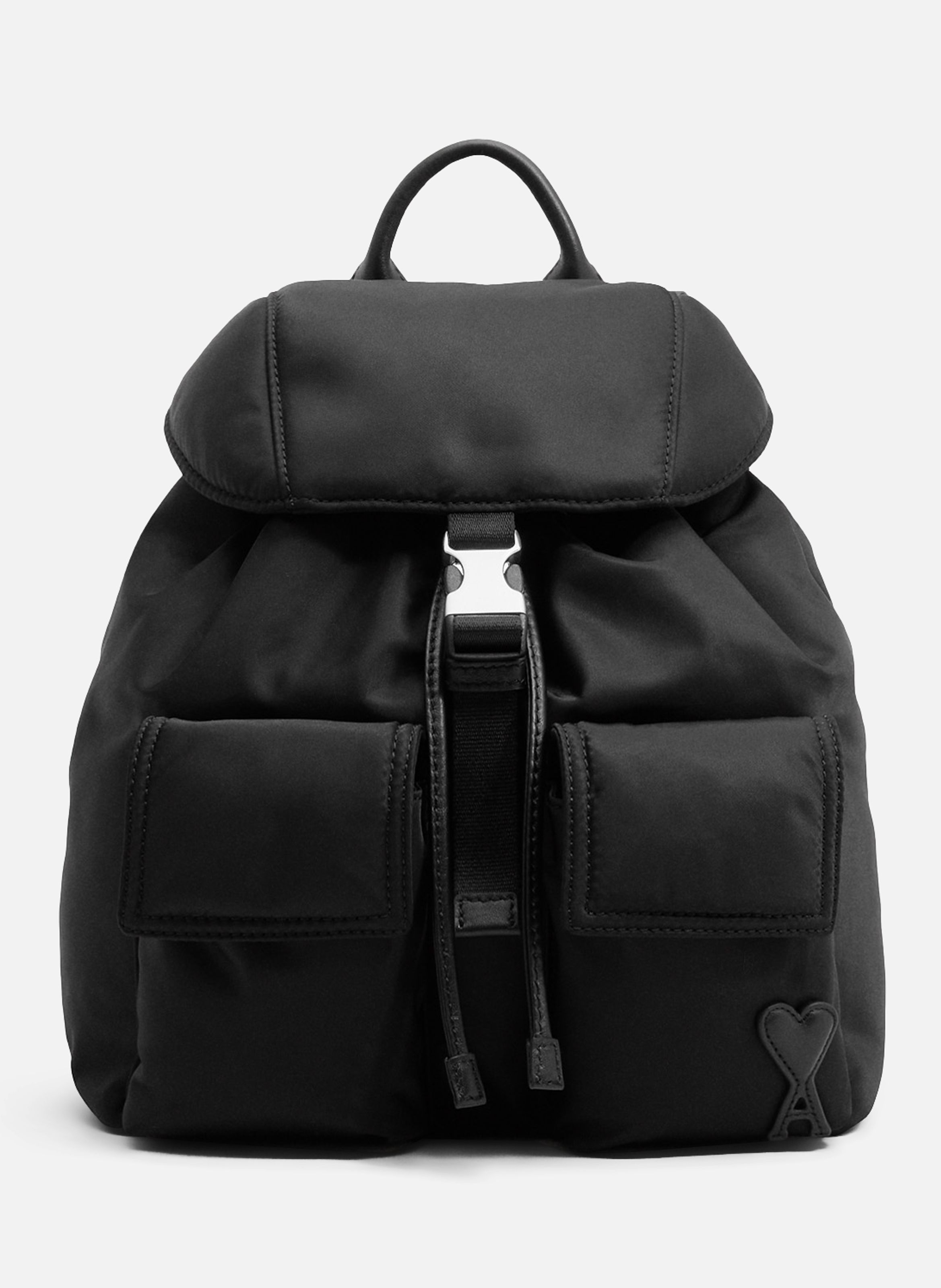 Petit sac à dos à rabat marcel unisexe en nylon AMI PARIS Noir