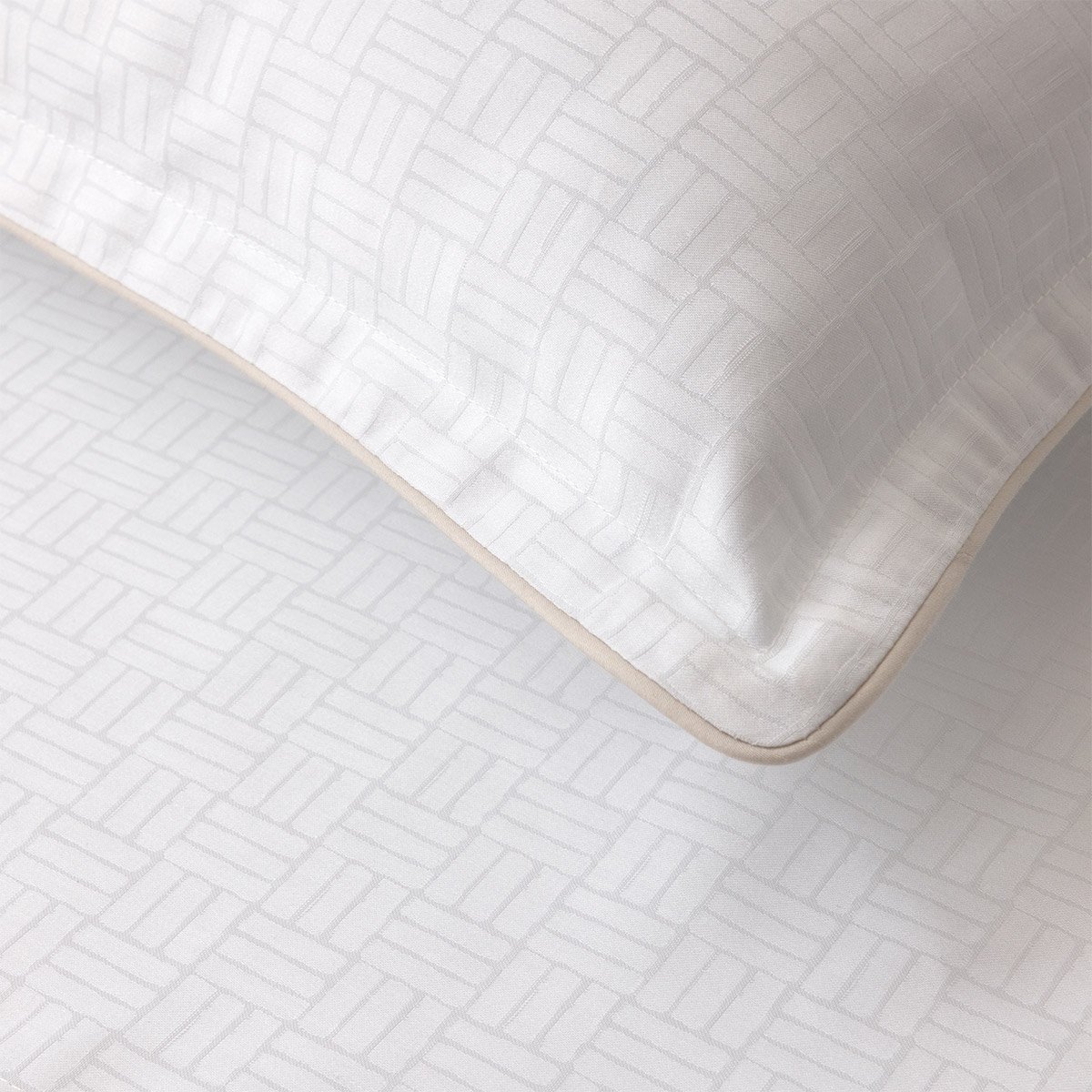 Taie d'oreiller en satin de coton, lattice BOSS HOME Blanc