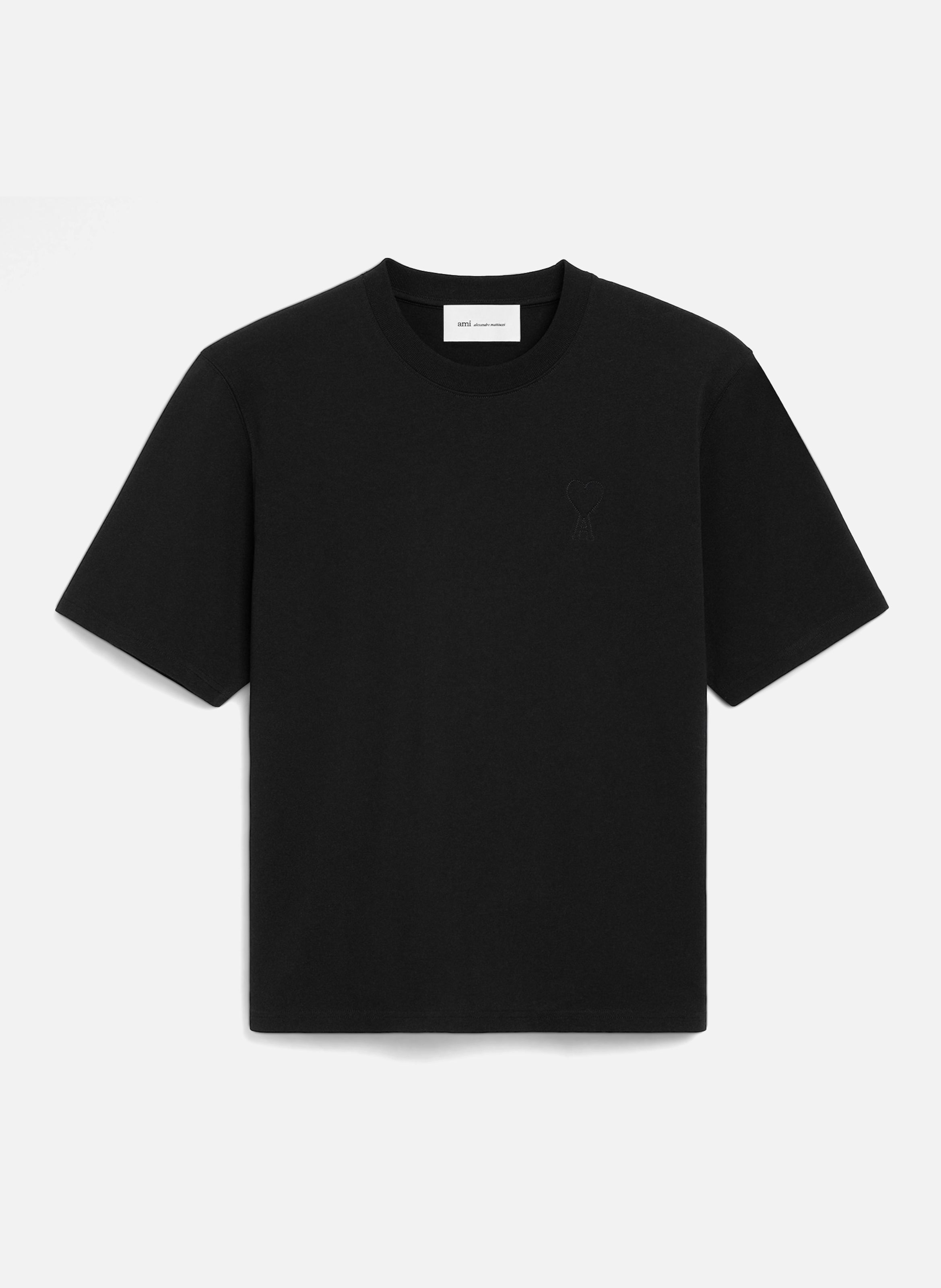 T-shirt unisexe en coton ami de coeur embossé AMI PARIS Noir