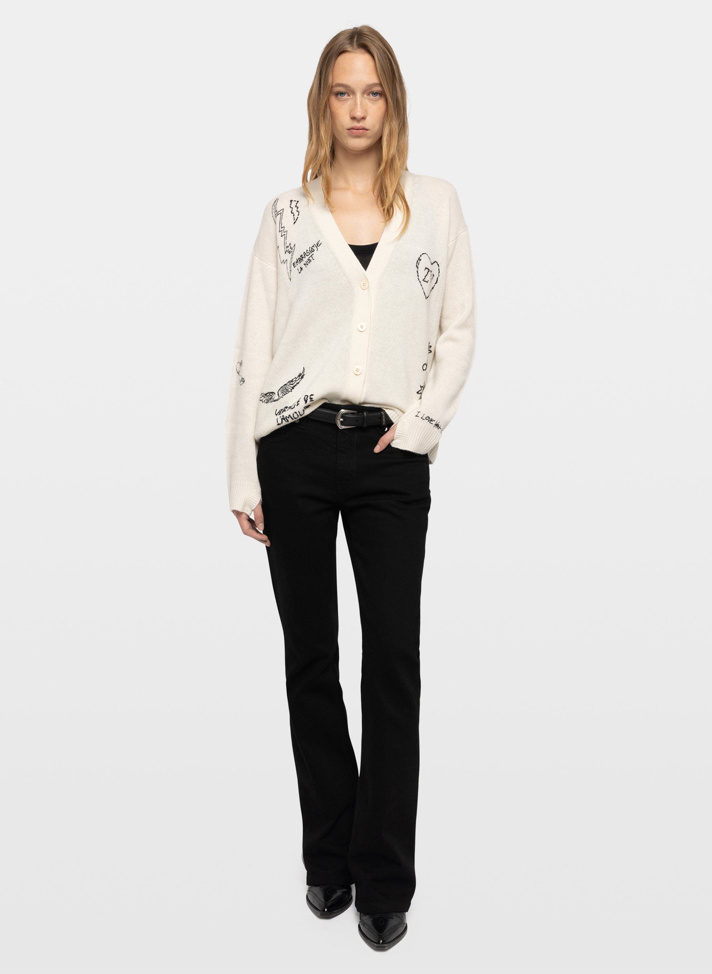 Cardigan ample à motifs brodés en cachemire mirkaz ZADIG&VOLTAIRE Beige
