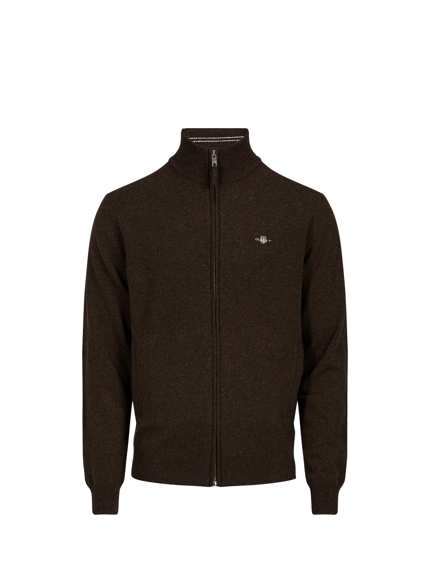 Zipped wool merino high-neck sweater GANT Brown