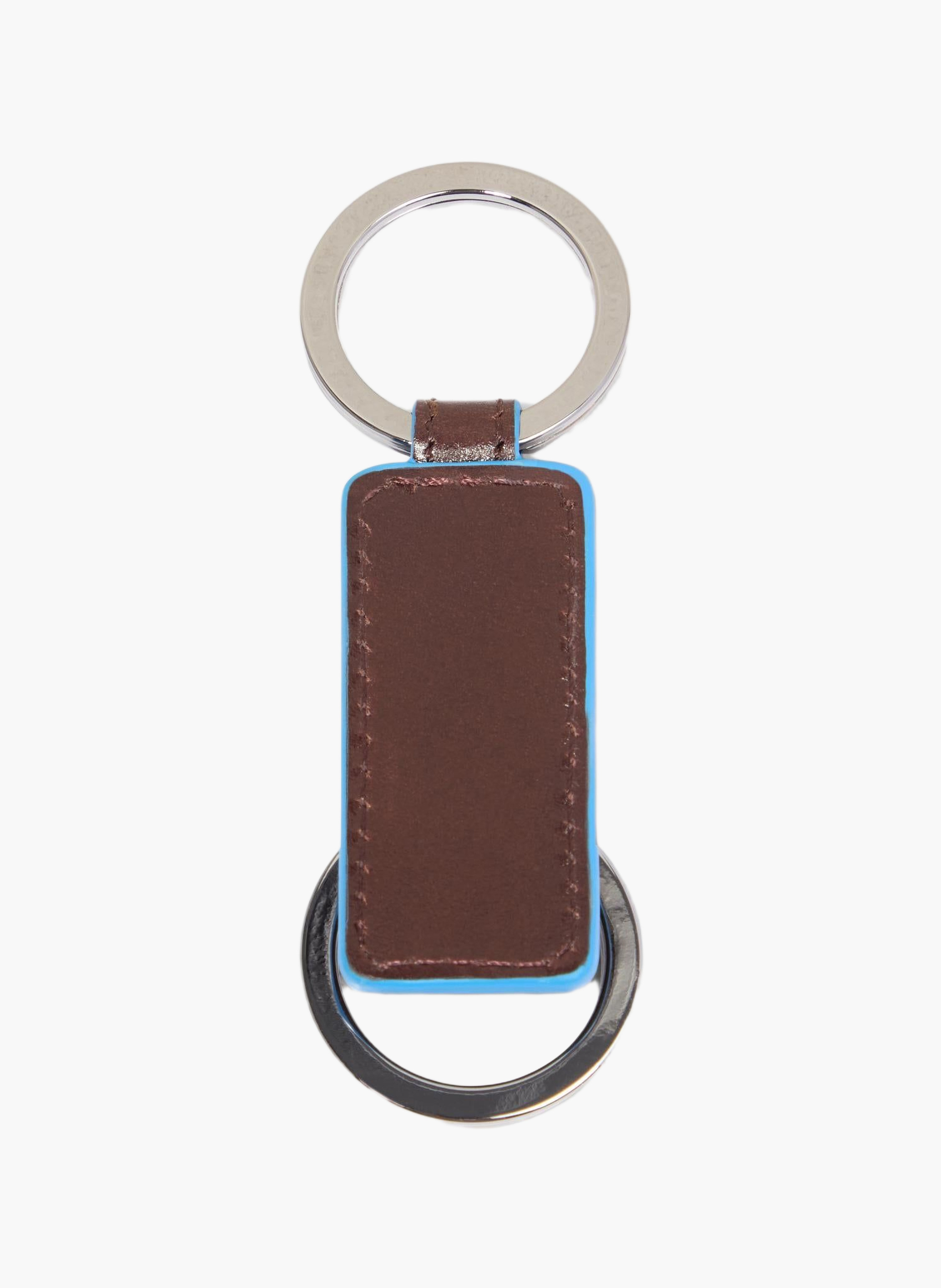 Porte-clés en cuir avec deux anneaux PIQUADRO Marron