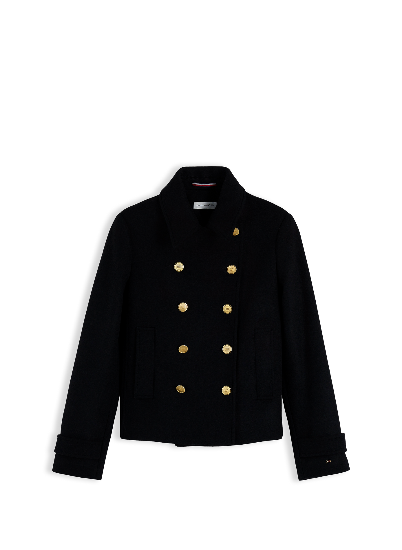 Manteau droit en laine mélangée TOMMY HILFIGER Schwarz