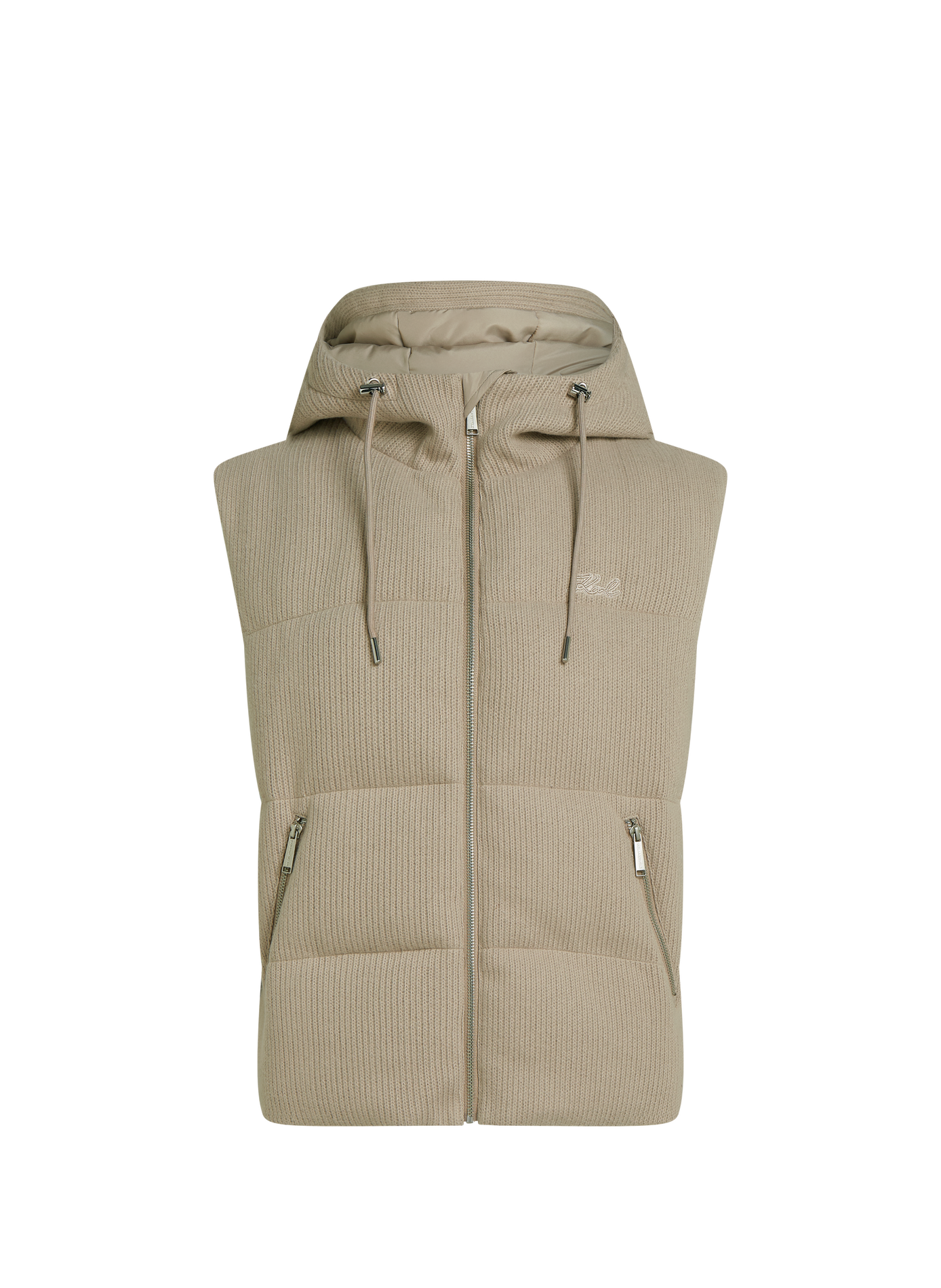 Doudoune sans manches matelassée à capuche KARL LAGERFELD Beige