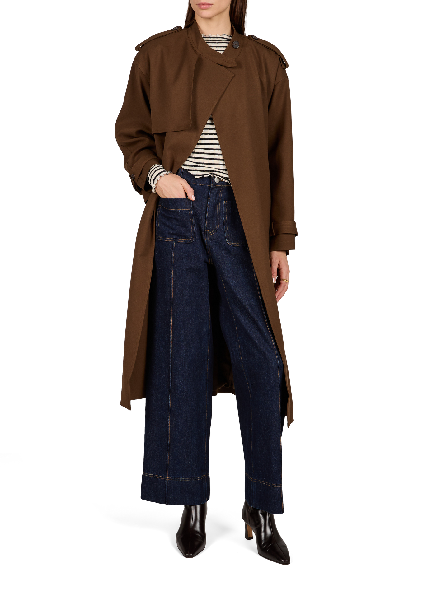 Long belted coat SUNCOO Brown