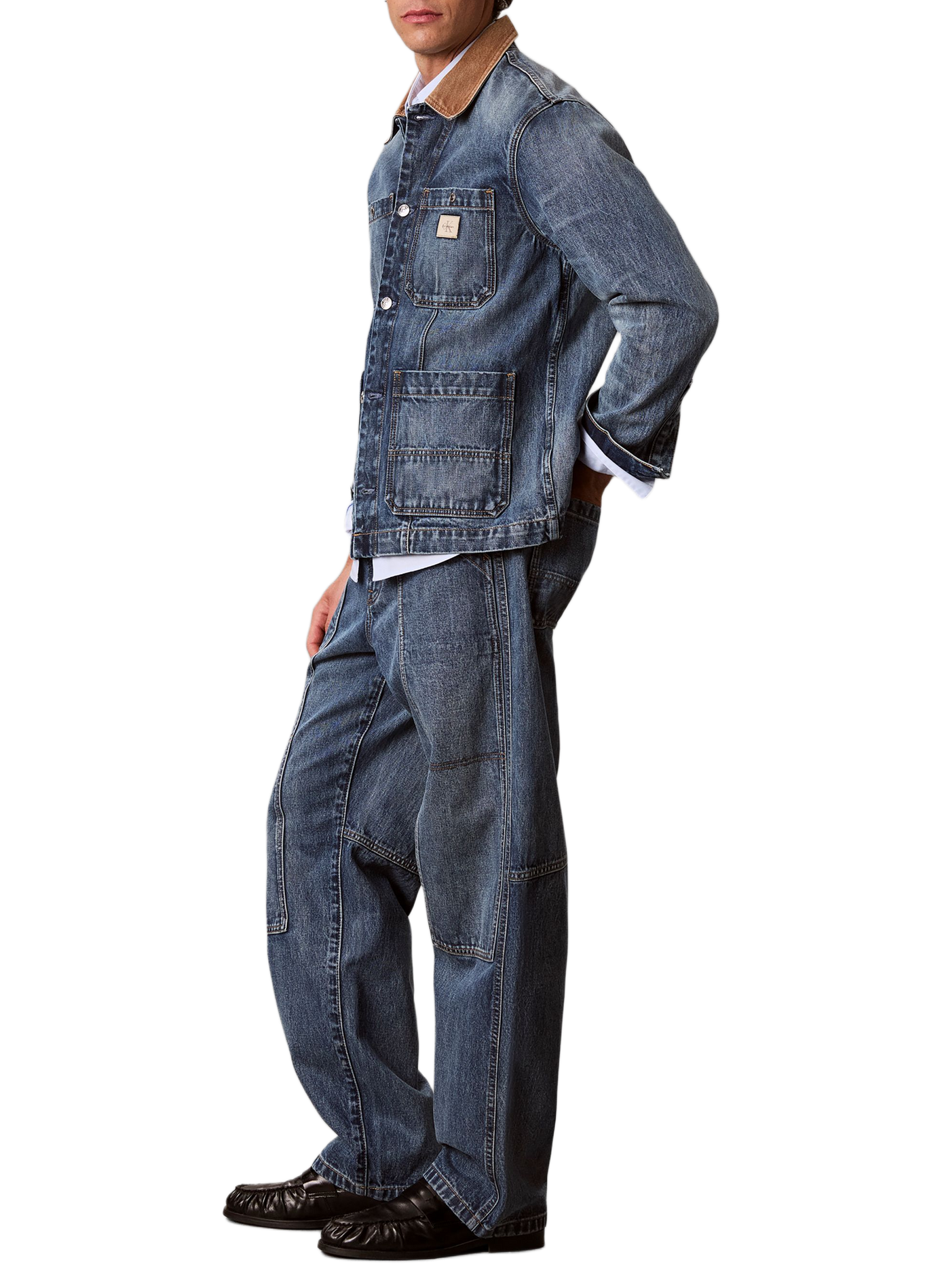 Jean large cargo en denim de coton CALVIN KLEIN Blau