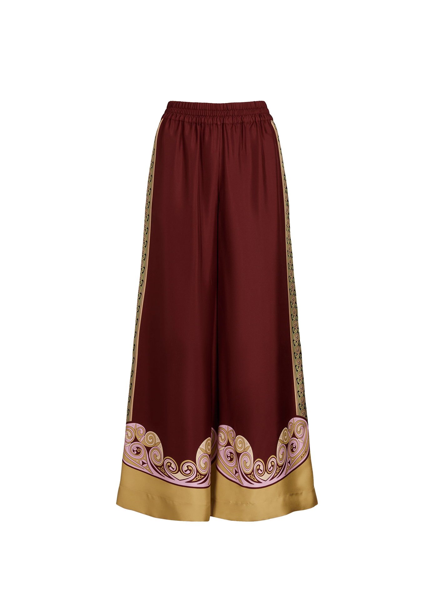 Pantalon palazzo imprimé en twill de soie LA DOUBLEJ Rouge