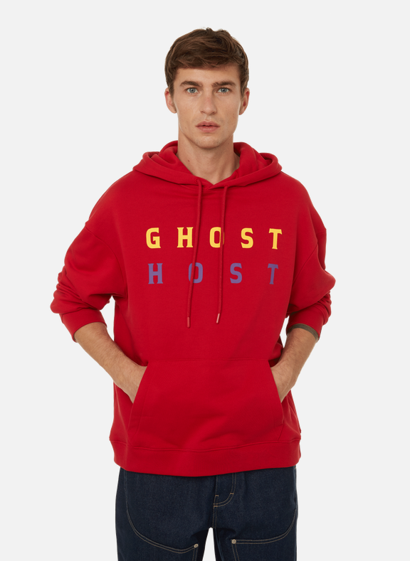 RAF SIMONS Ghost Host cotton hoodie Red