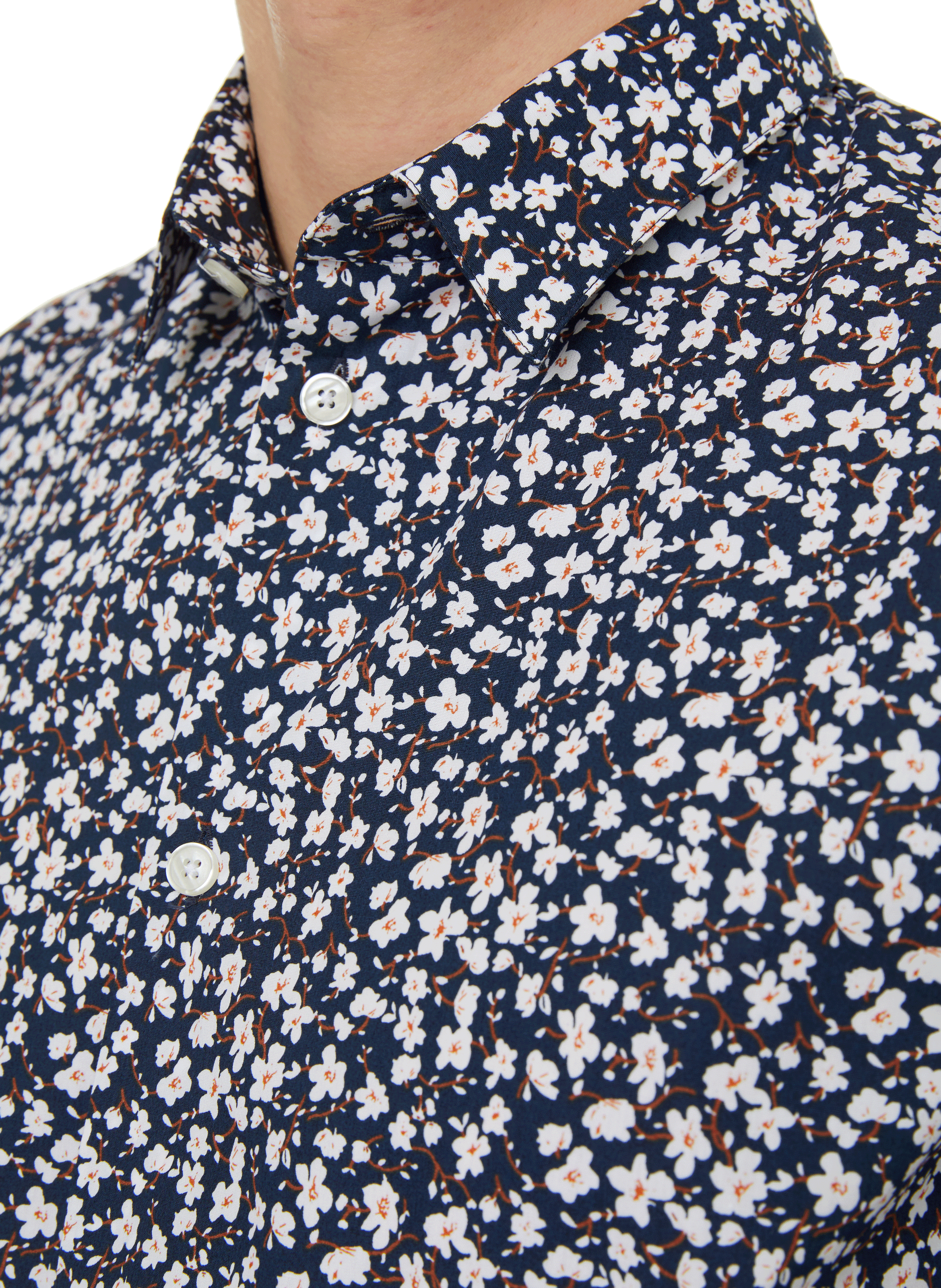 Chemise imprimé floral en popeline de coton AU PRINTEMPS PARIS Bleu