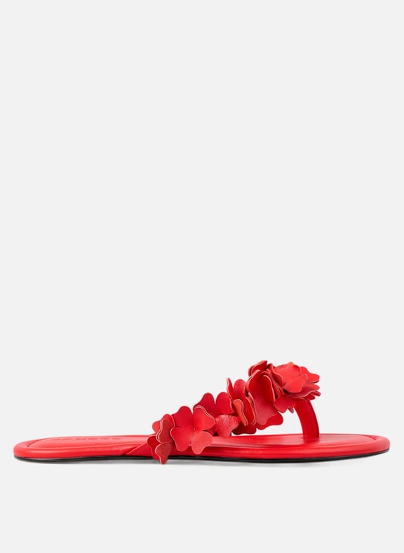 Sandales plates en cuir Orange by SANDRO SANDRO Sandales plates en cuir Orange