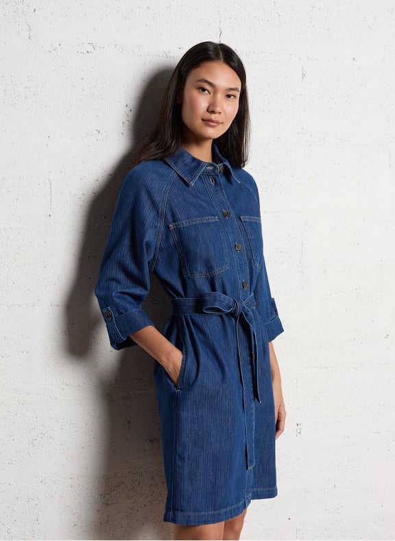 Robe courte en denim lilou Bleu by MAISON 123 MAISON 123 Robe courte en denim lilou Bleu