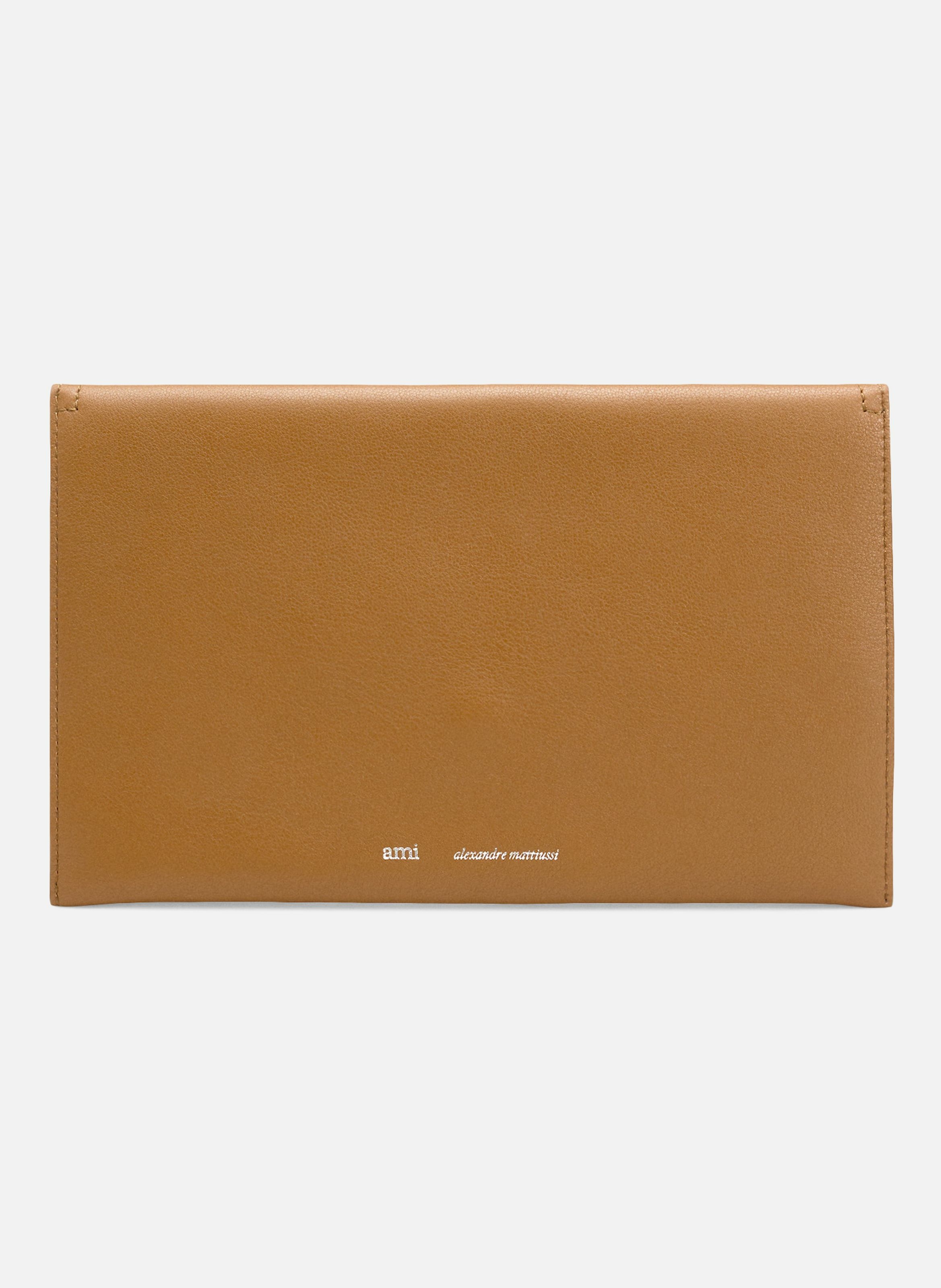 Porte cartes enveloppe etienne en cuir souple unisexe AMI PARIS Jaune