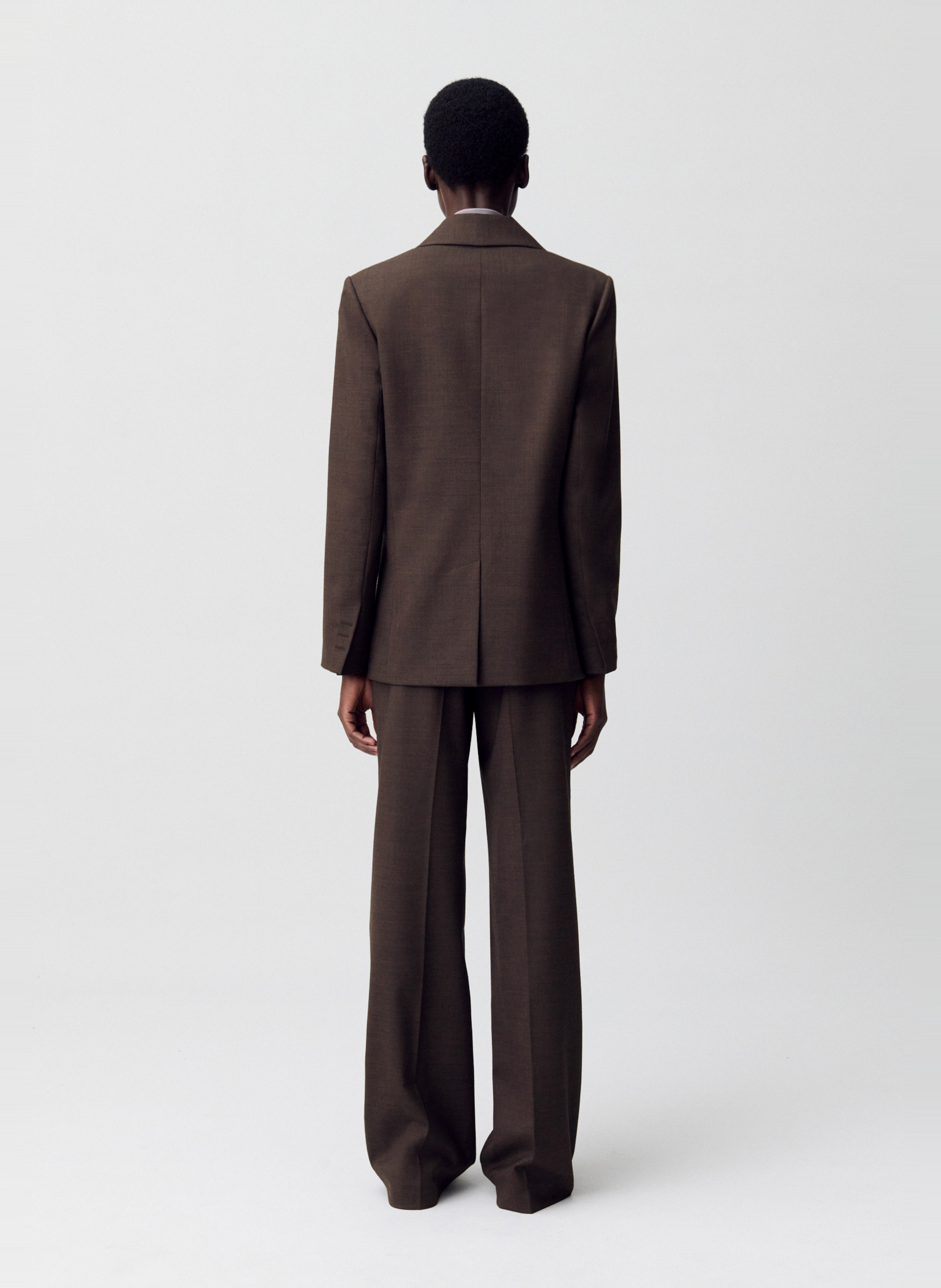 Veste tailleur droite unie en laine mélangée villagabis CLAUDIE PIERLOT Marron