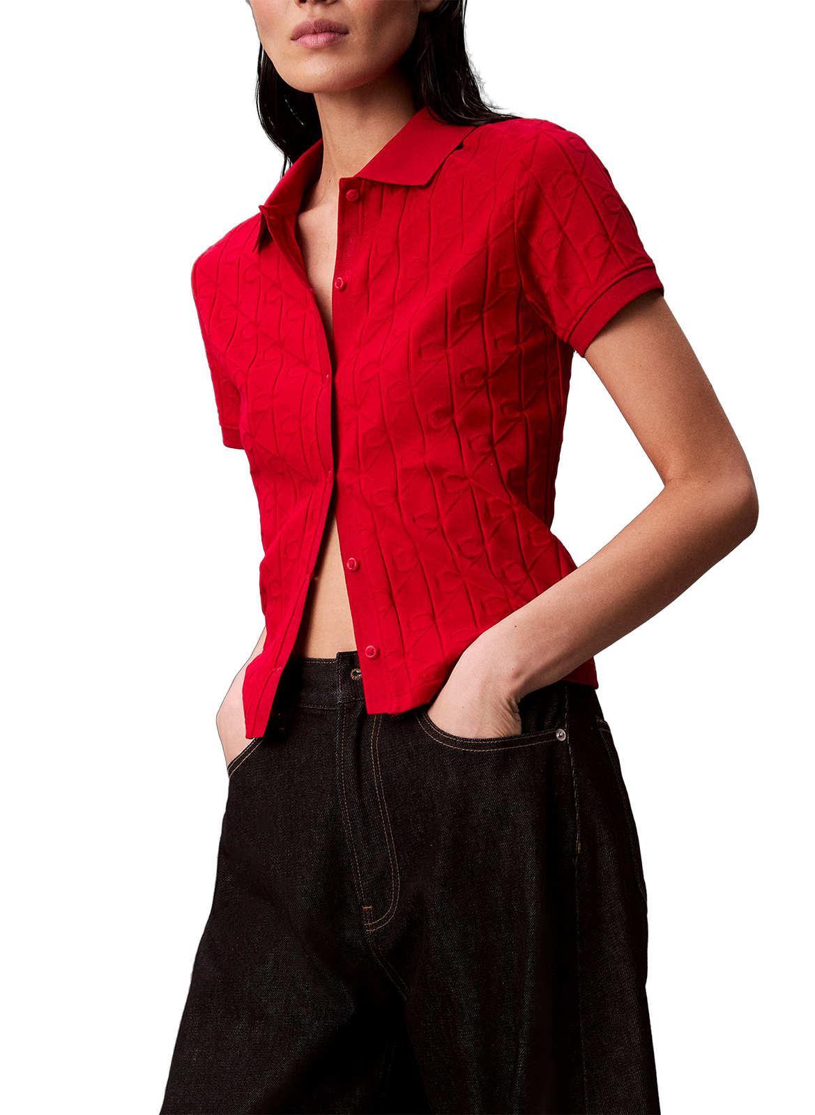 Jacquard shirt with monogram logo CALVIN KLEIN Red