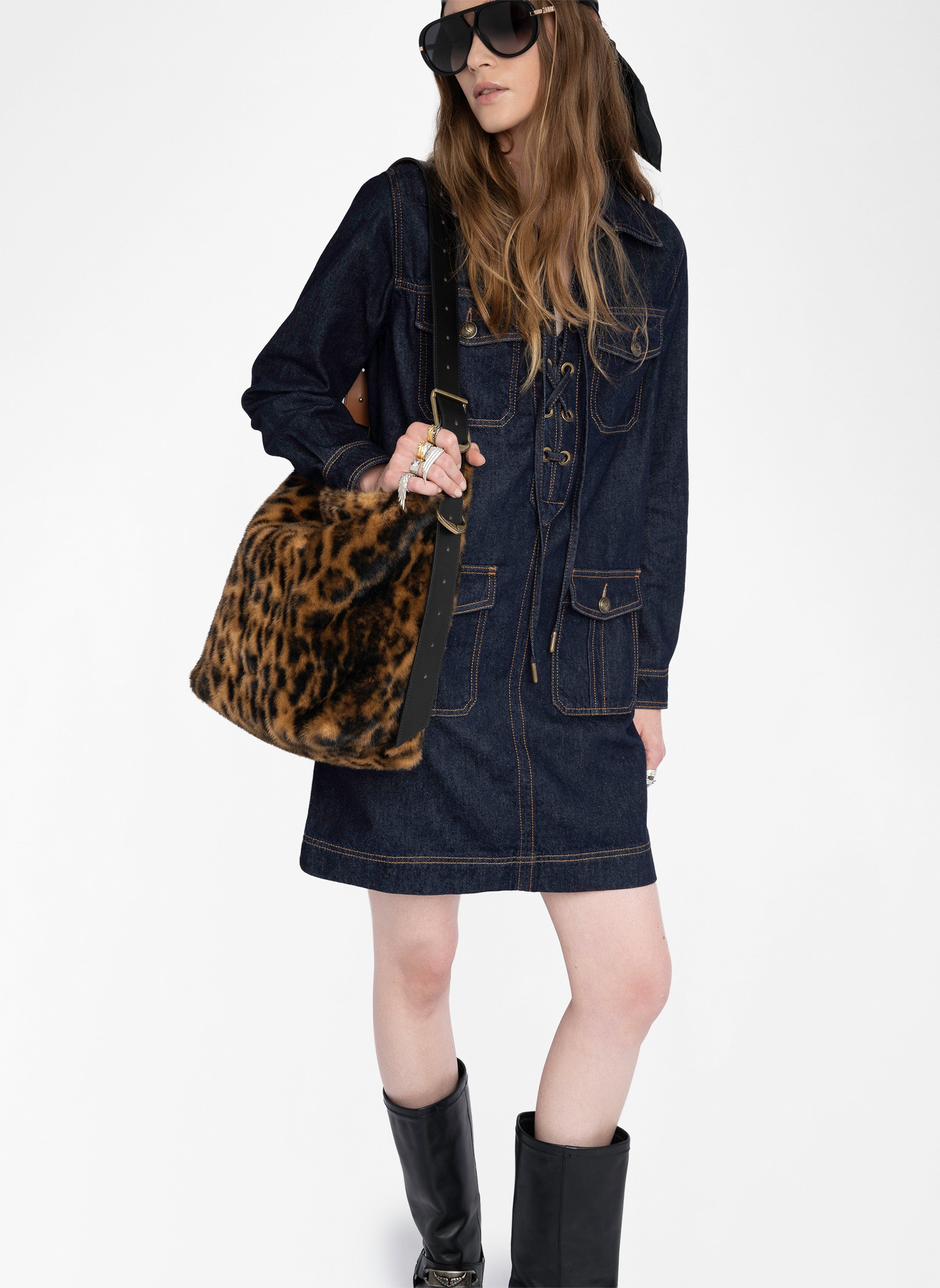 Robe droite en coton remacha ZADIG&VOLTAIRE Bleu