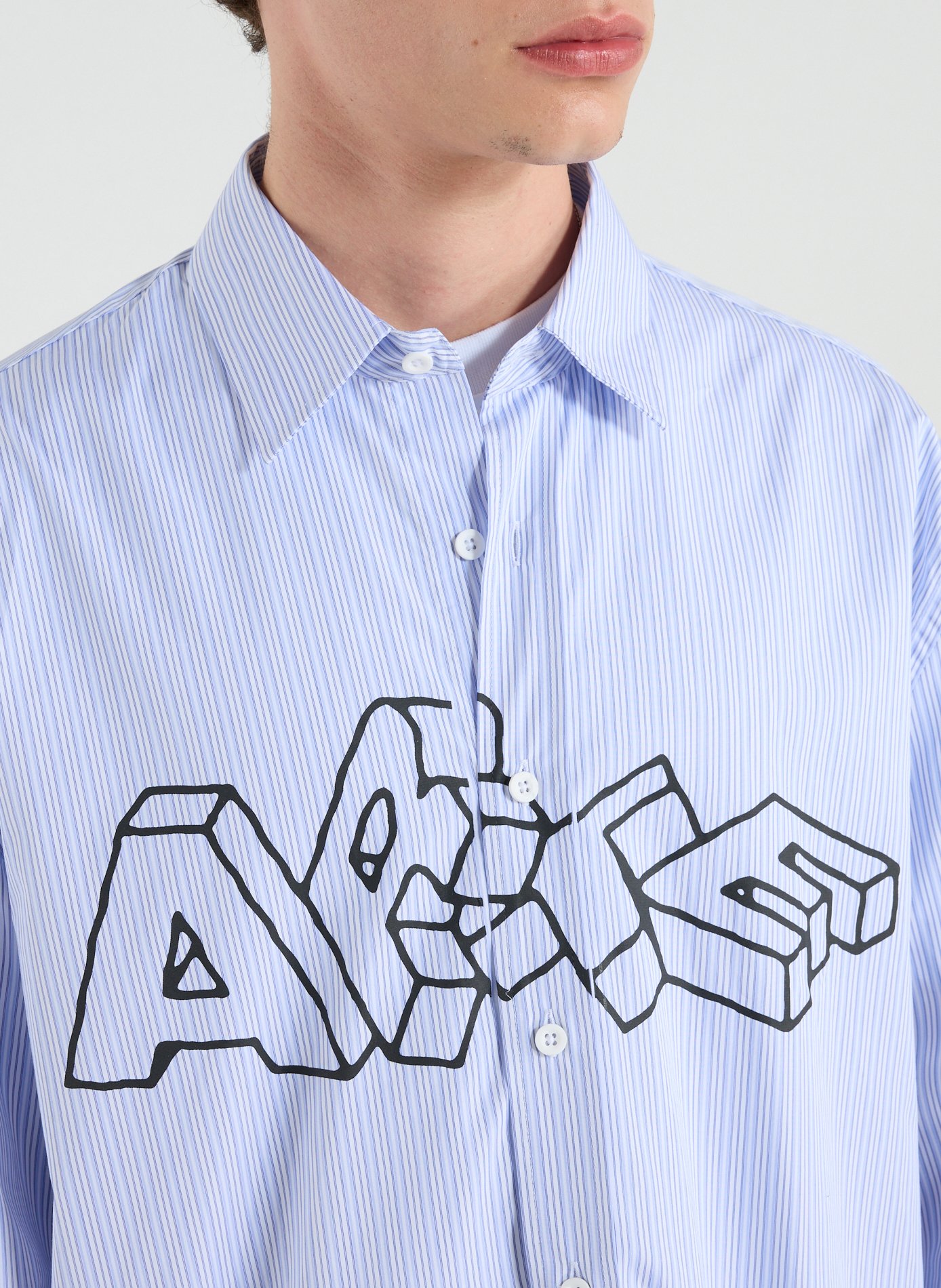 Oversized Striped Cotton Shirt ARTE ANTWERP Blue