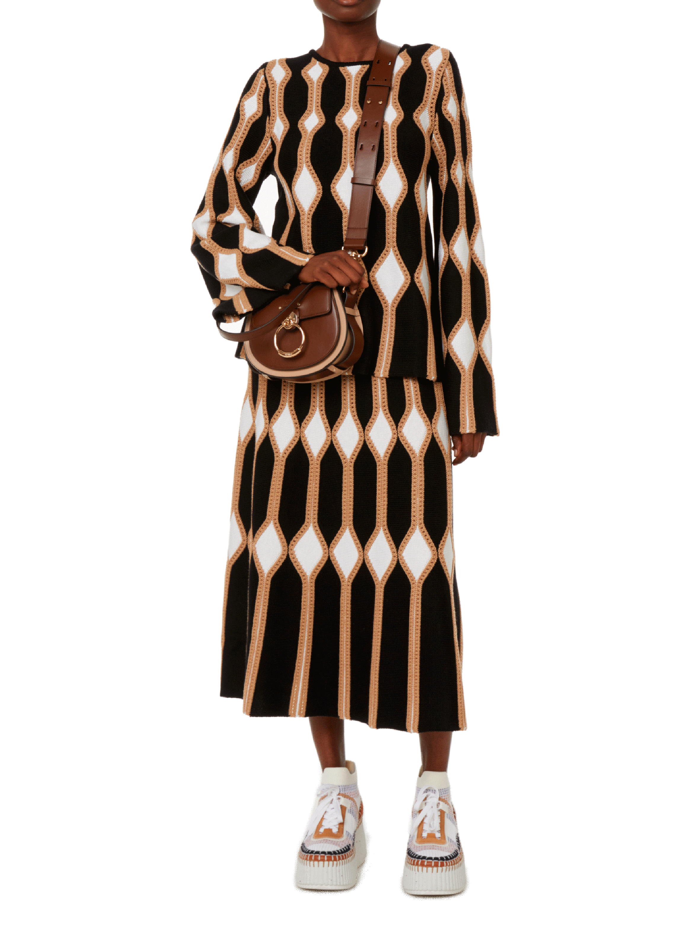 Pull à motif en laine  CHLOÉ Marron