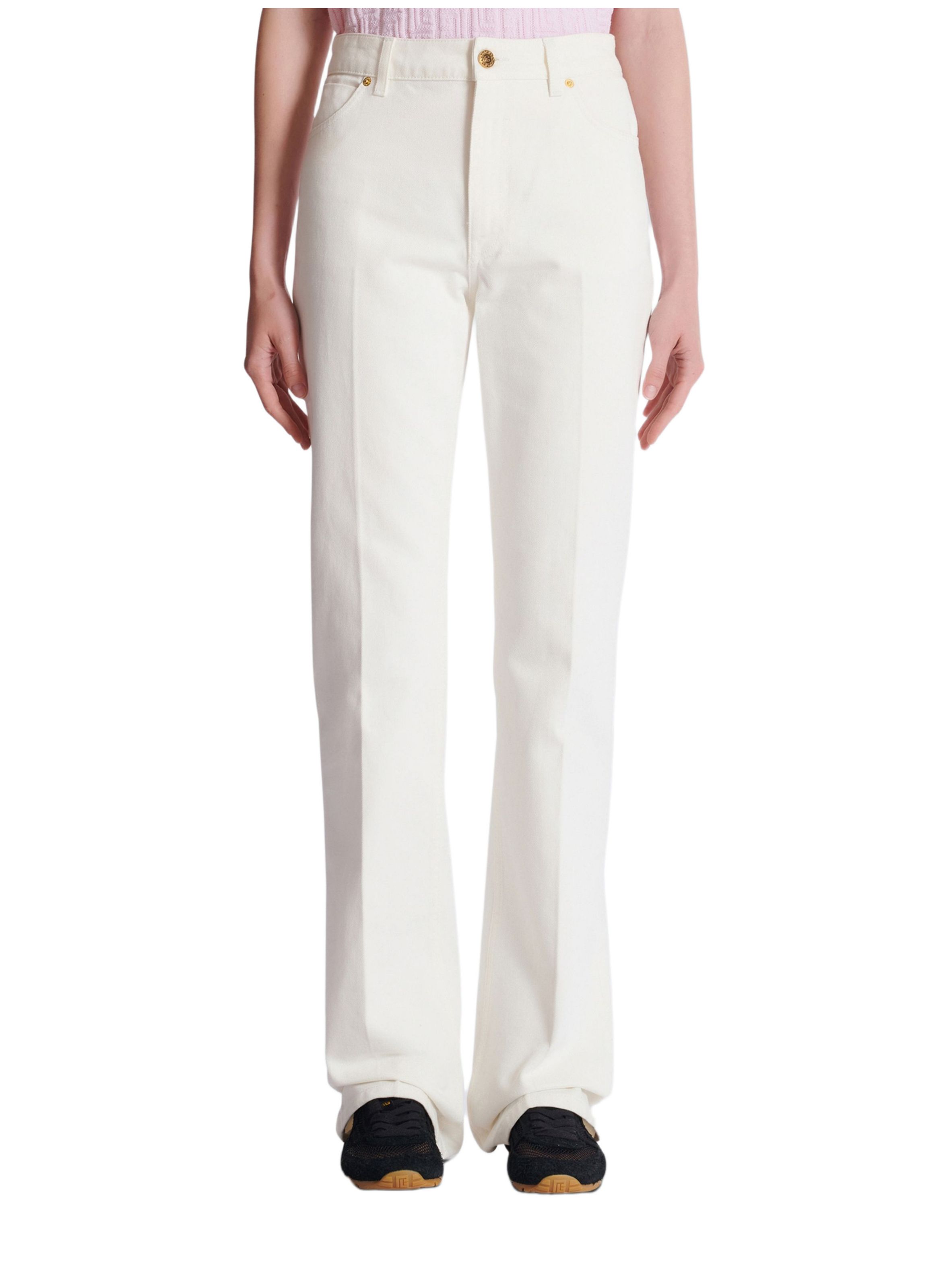 Pantalon droit en denim Blanc