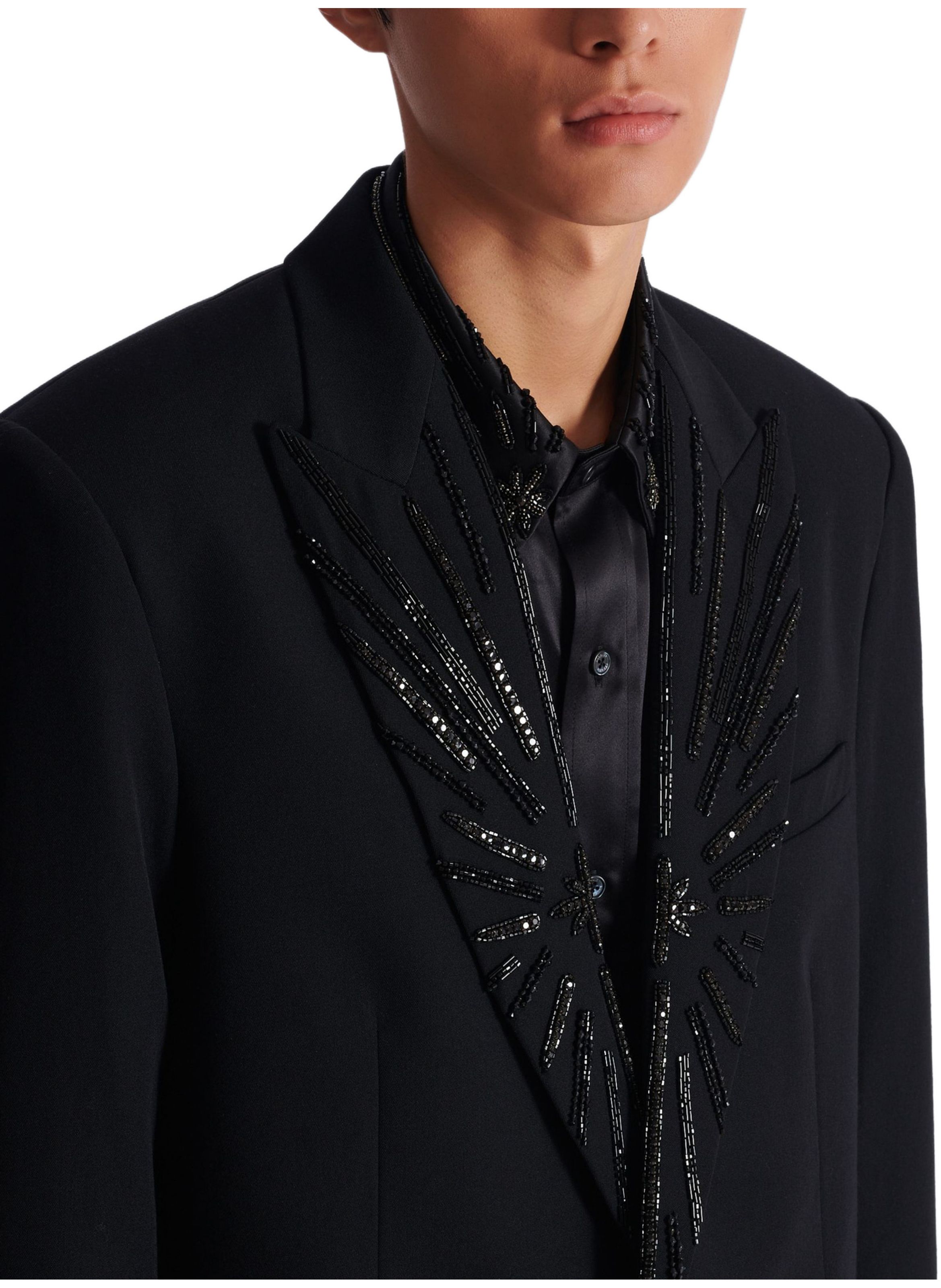 Veste 1 bouton en grain de poudre Noir