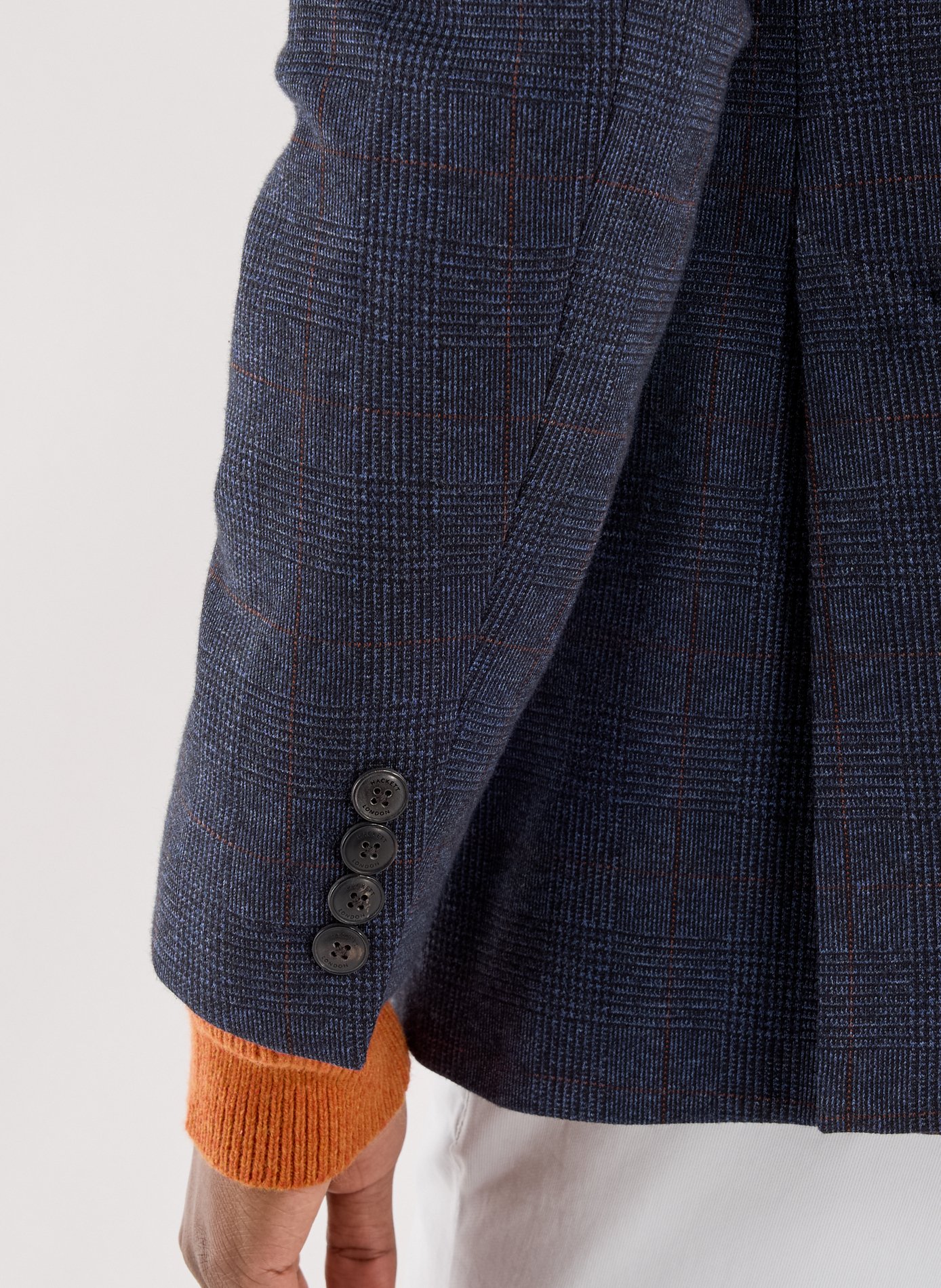 Fitted blazer with tailored collar in blended cotton HACKETT Blue