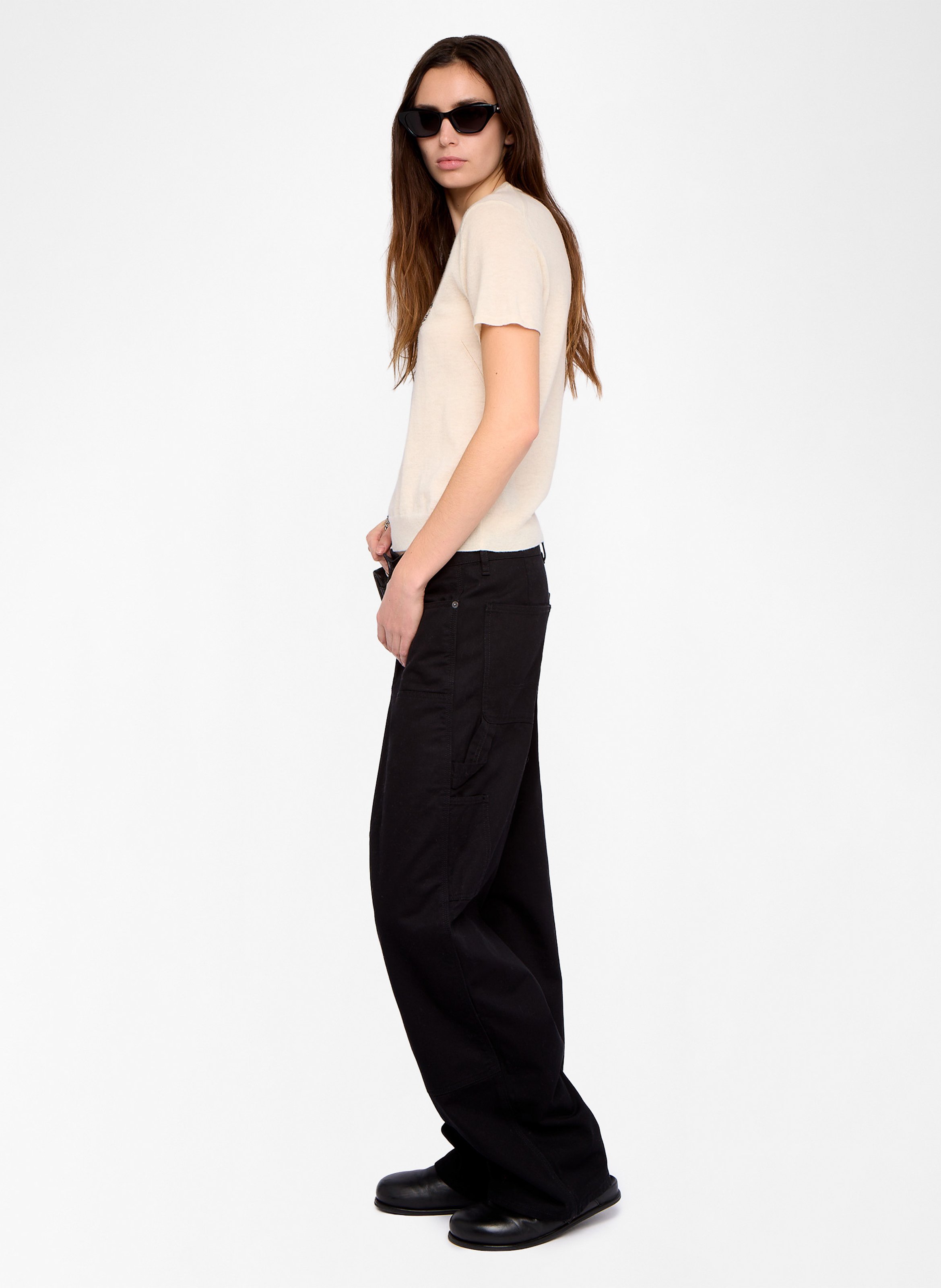 Tee-shirt droit col rond en cachemire idal Blanc