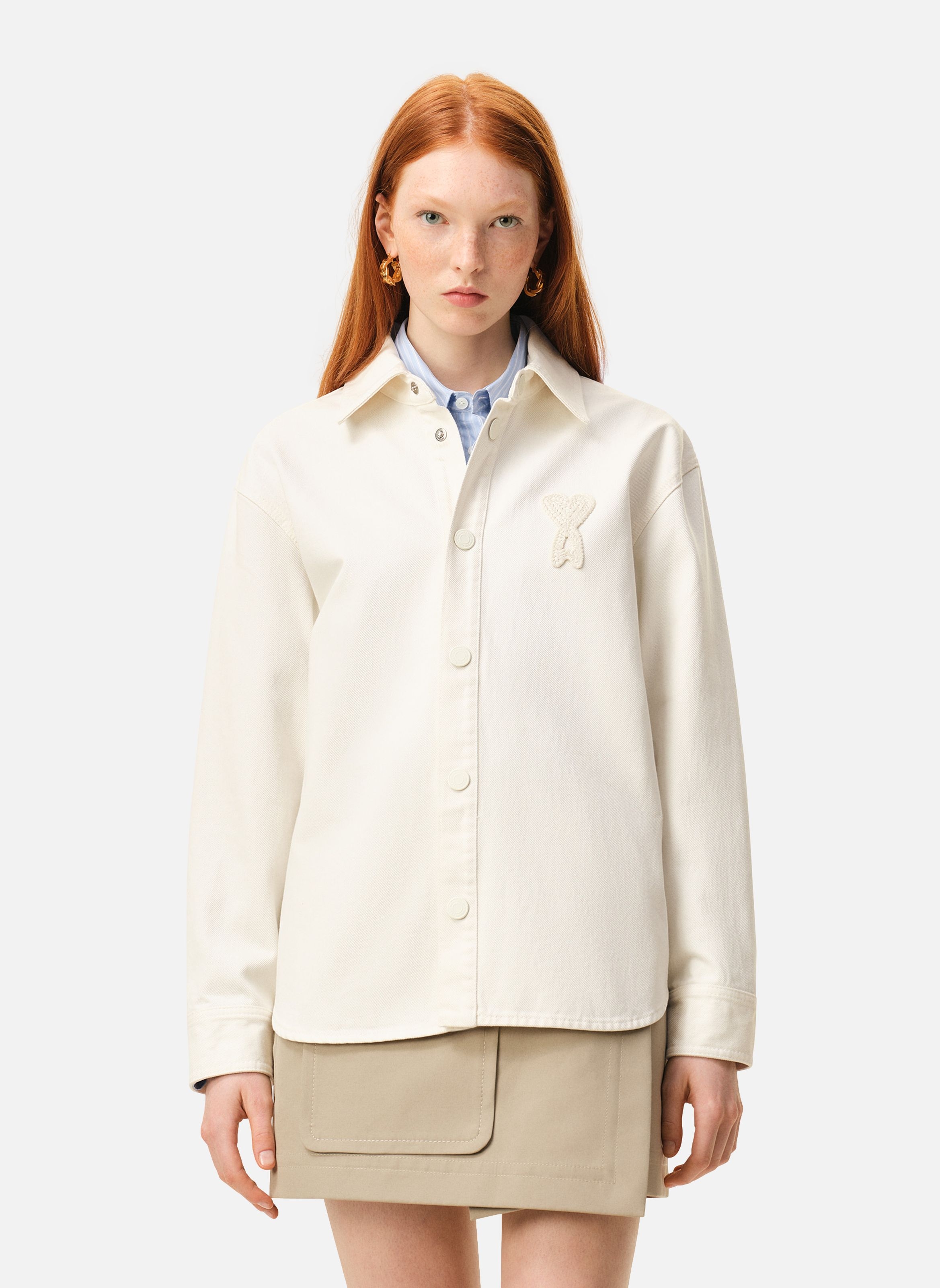 Surchemise ami de coeur en crochet unisexe en coton AMI PARIS Blanc