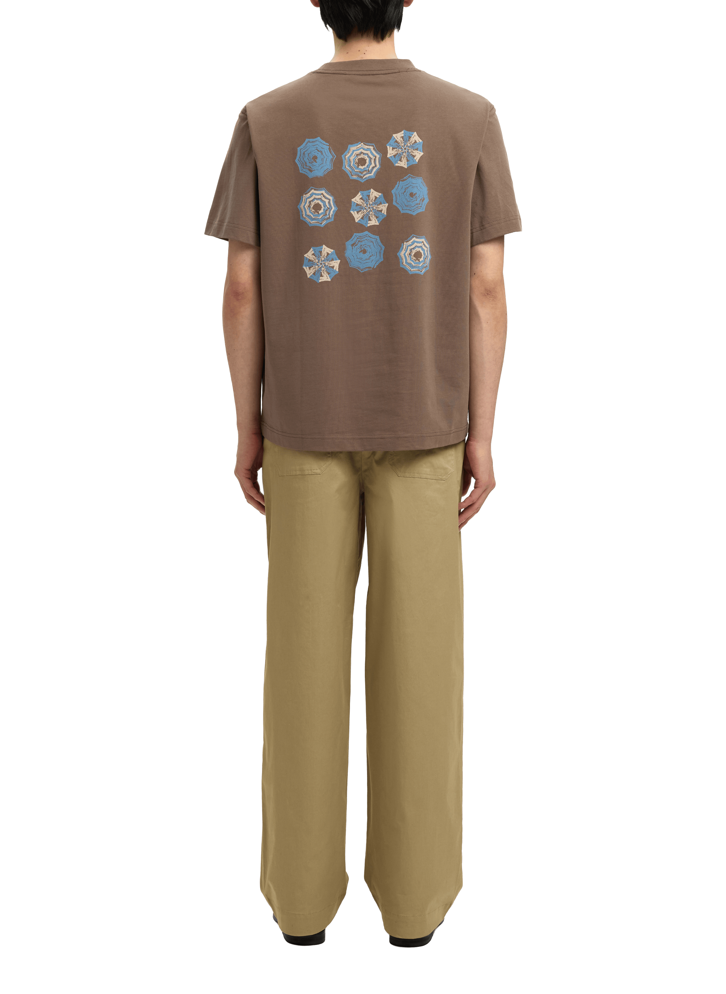 Cotton round-neck T-shirt SELECTED Brown