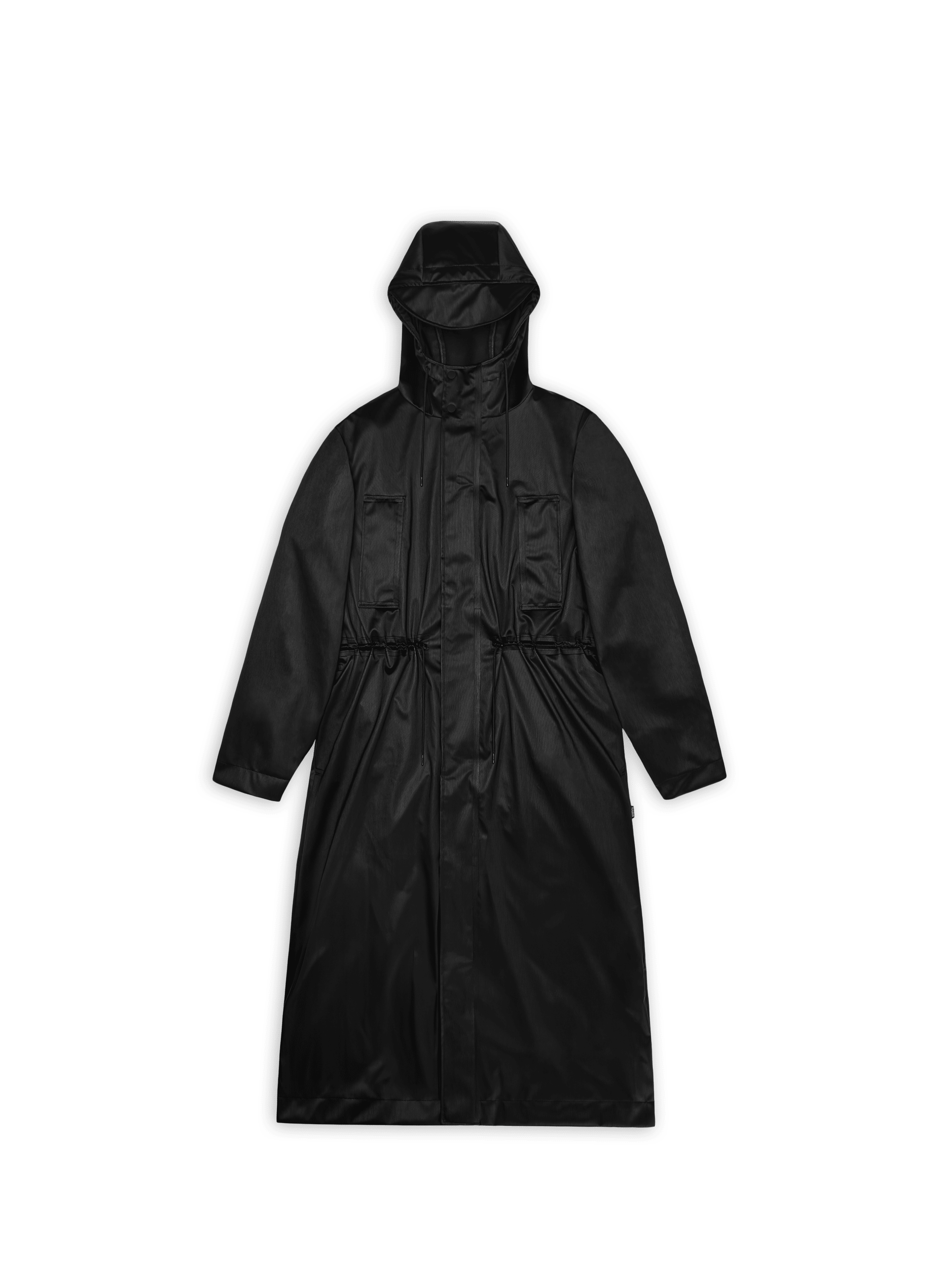 Veste de pluie longue à capuche RAINS Noir