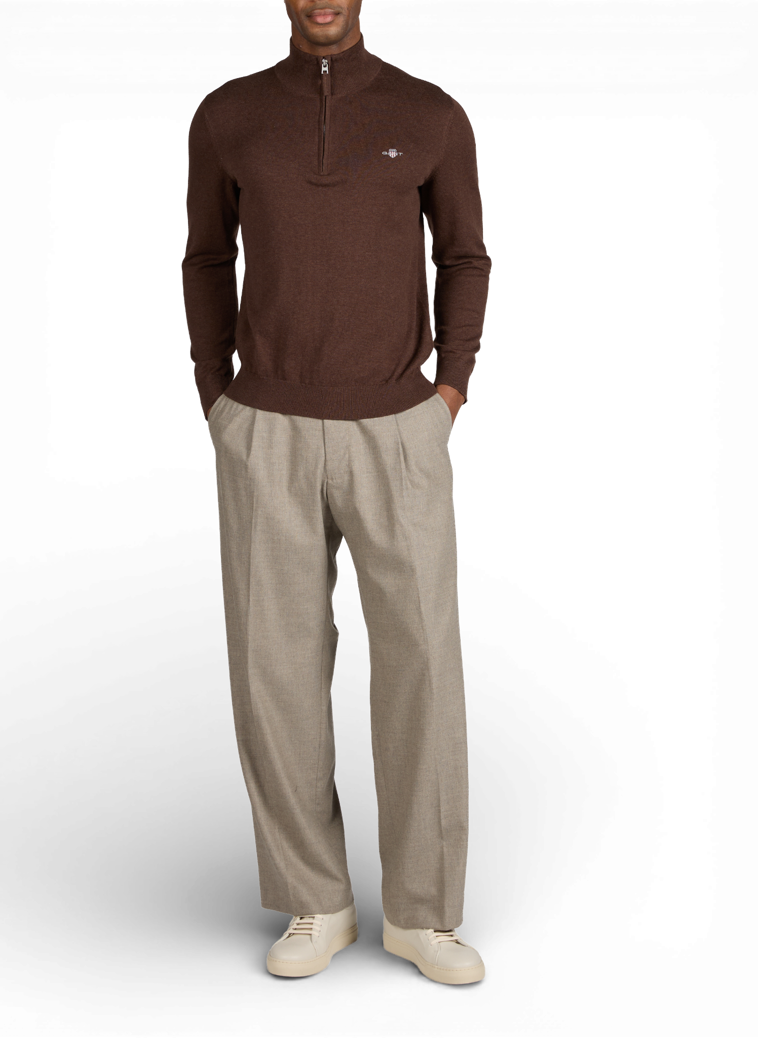 Funnel neck half-zip jumper GANT Brown