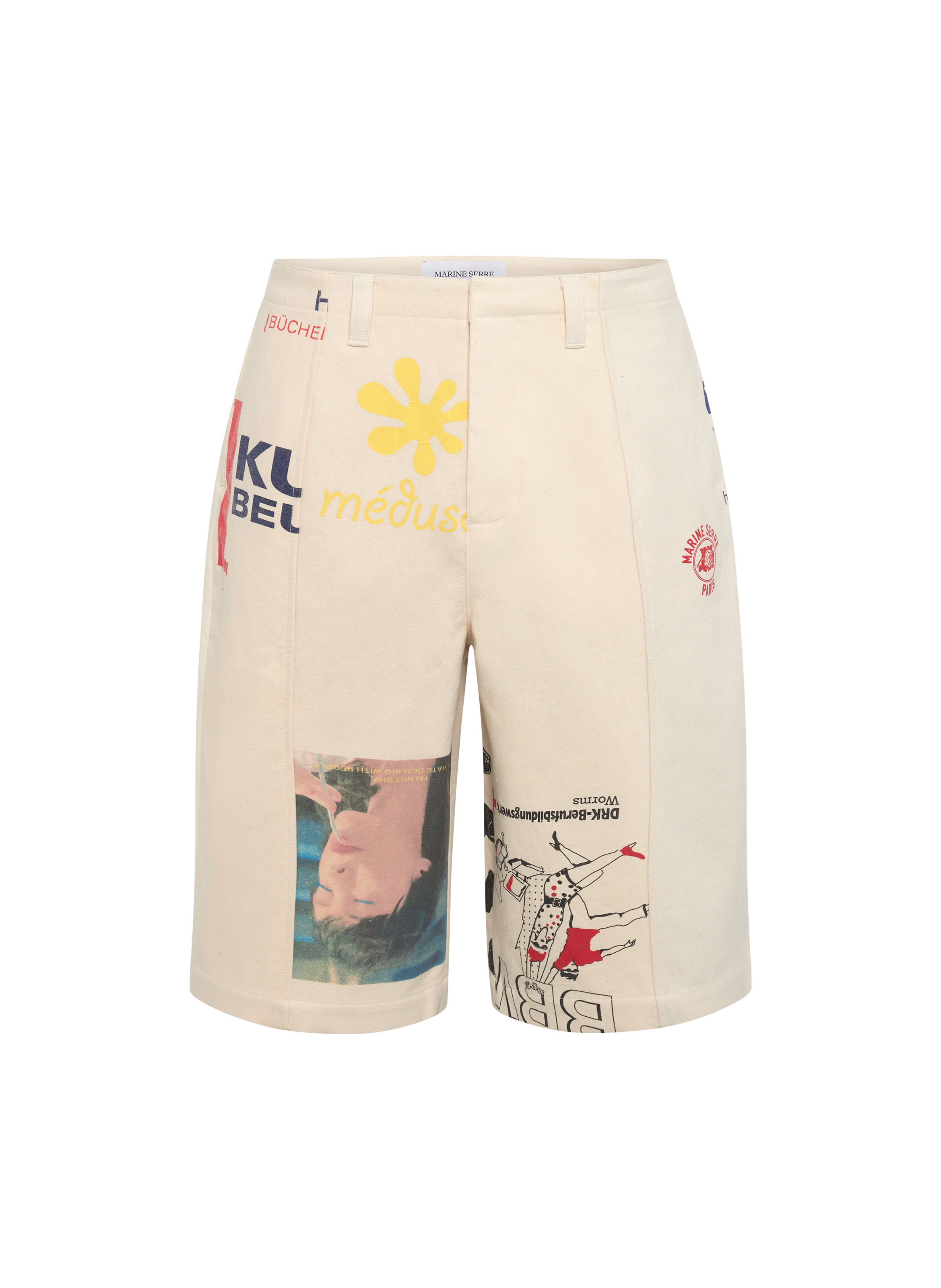 Shorts cargo fabriqué en tote bags upcyclé unisexe MARINE SERRE Blanc