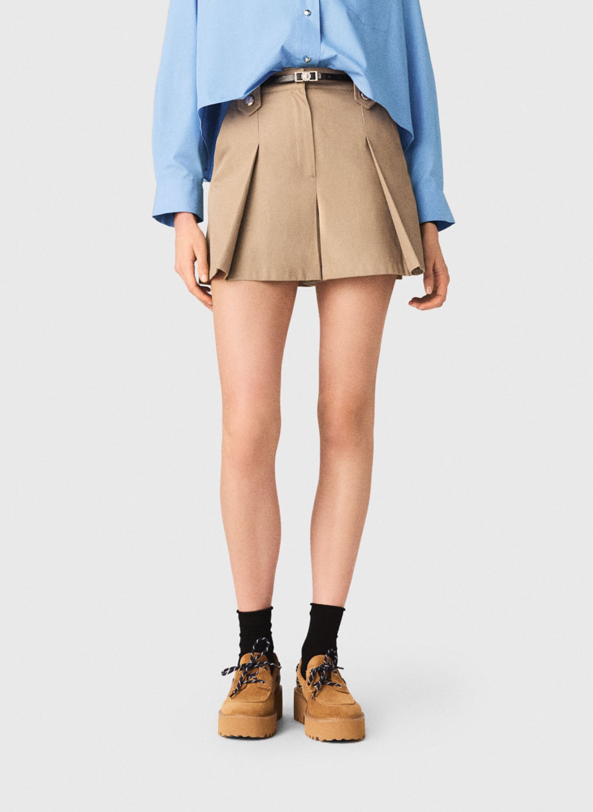 Short tailleur en coton MAJE Beige