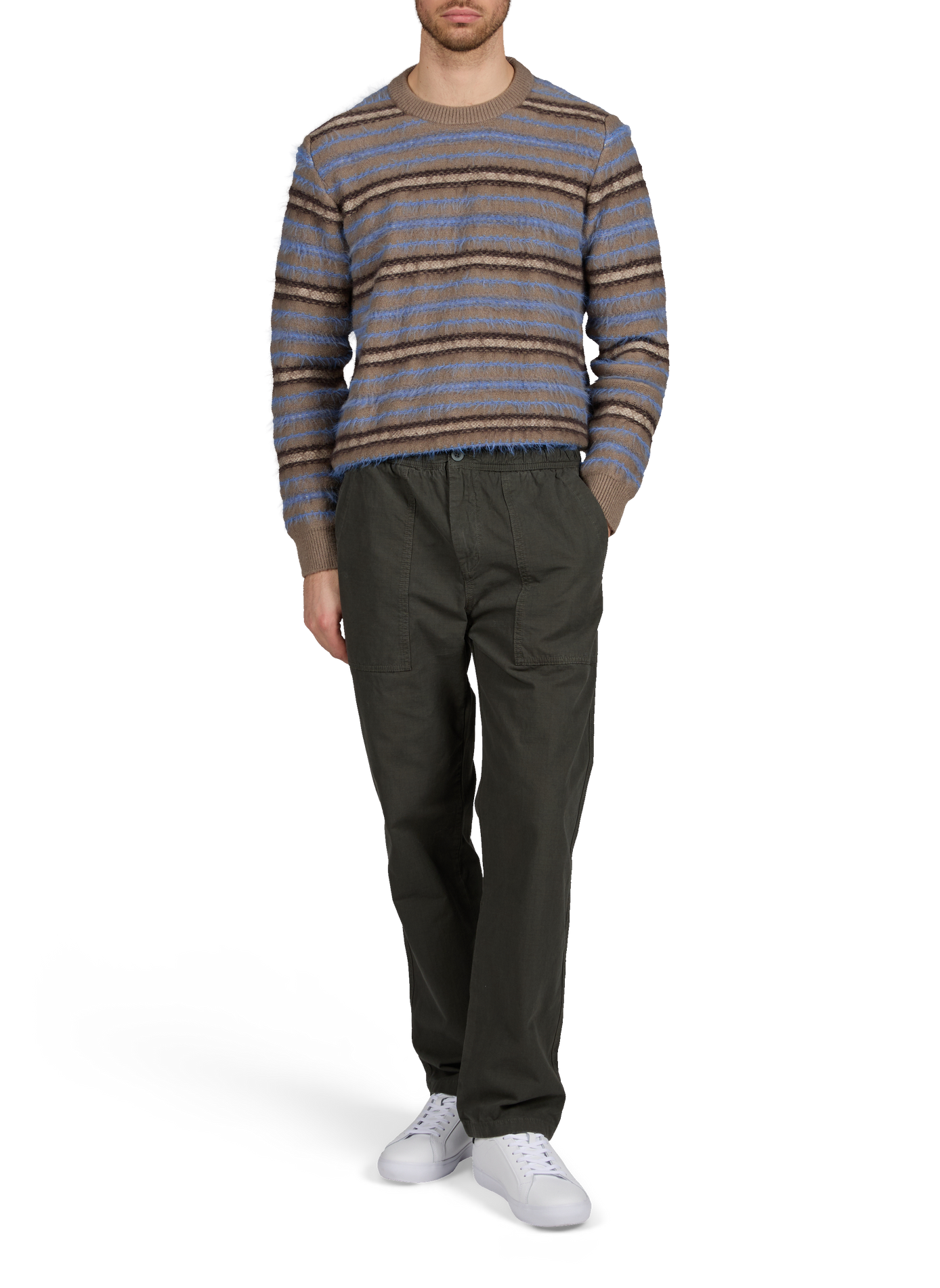 Round neck striped sweater SAMSOE SAMSOE Beige