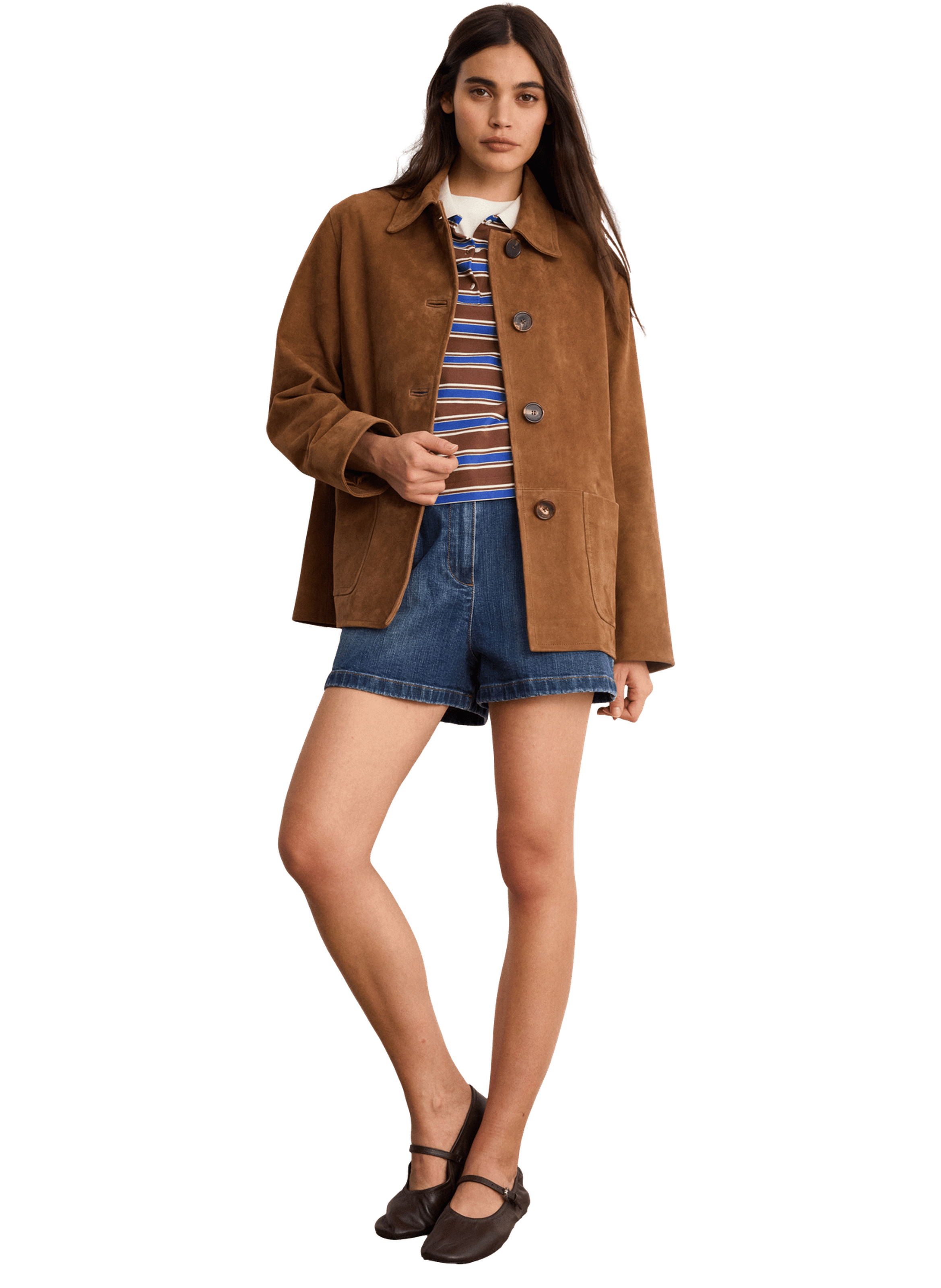 Veste large en cuir velours - josephine PABLO Beige