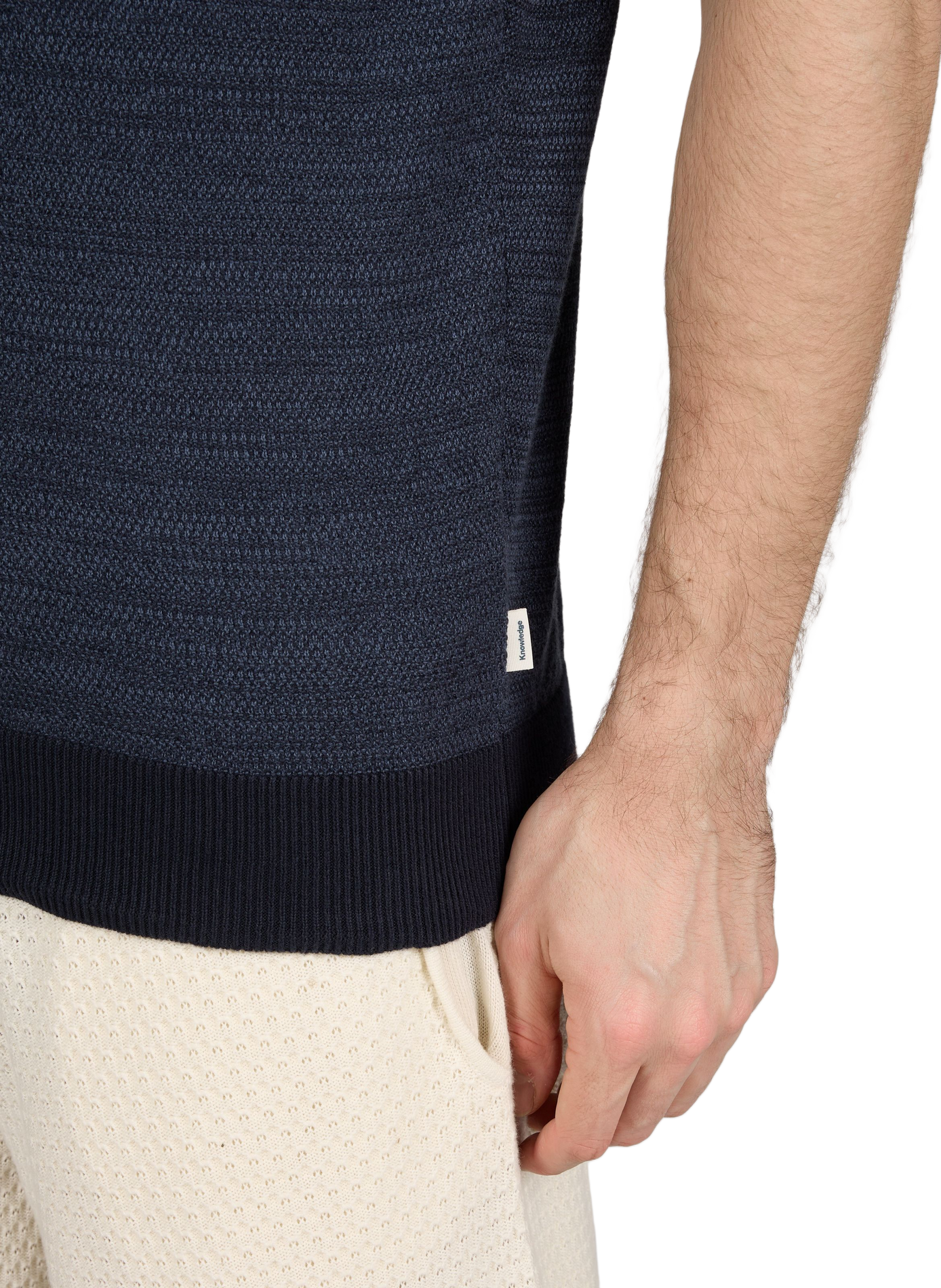 Polo manches courtes en coton organique KNOWLEDGE COTTON Bleu