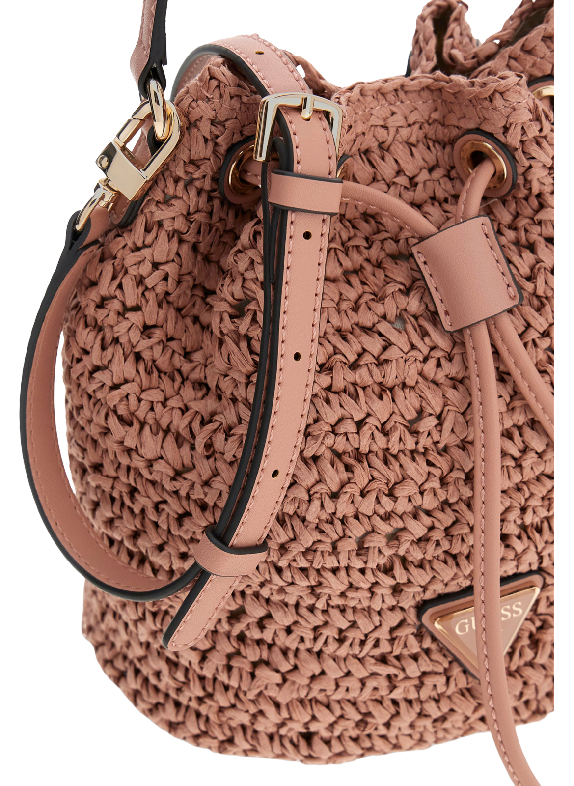 Ofelia straw bucket bag GUESS Pink