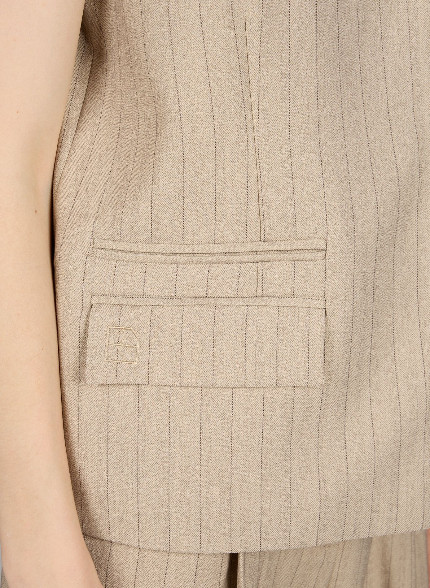 Veste tailleur sans manches rayée ROUGE EDIT Gris