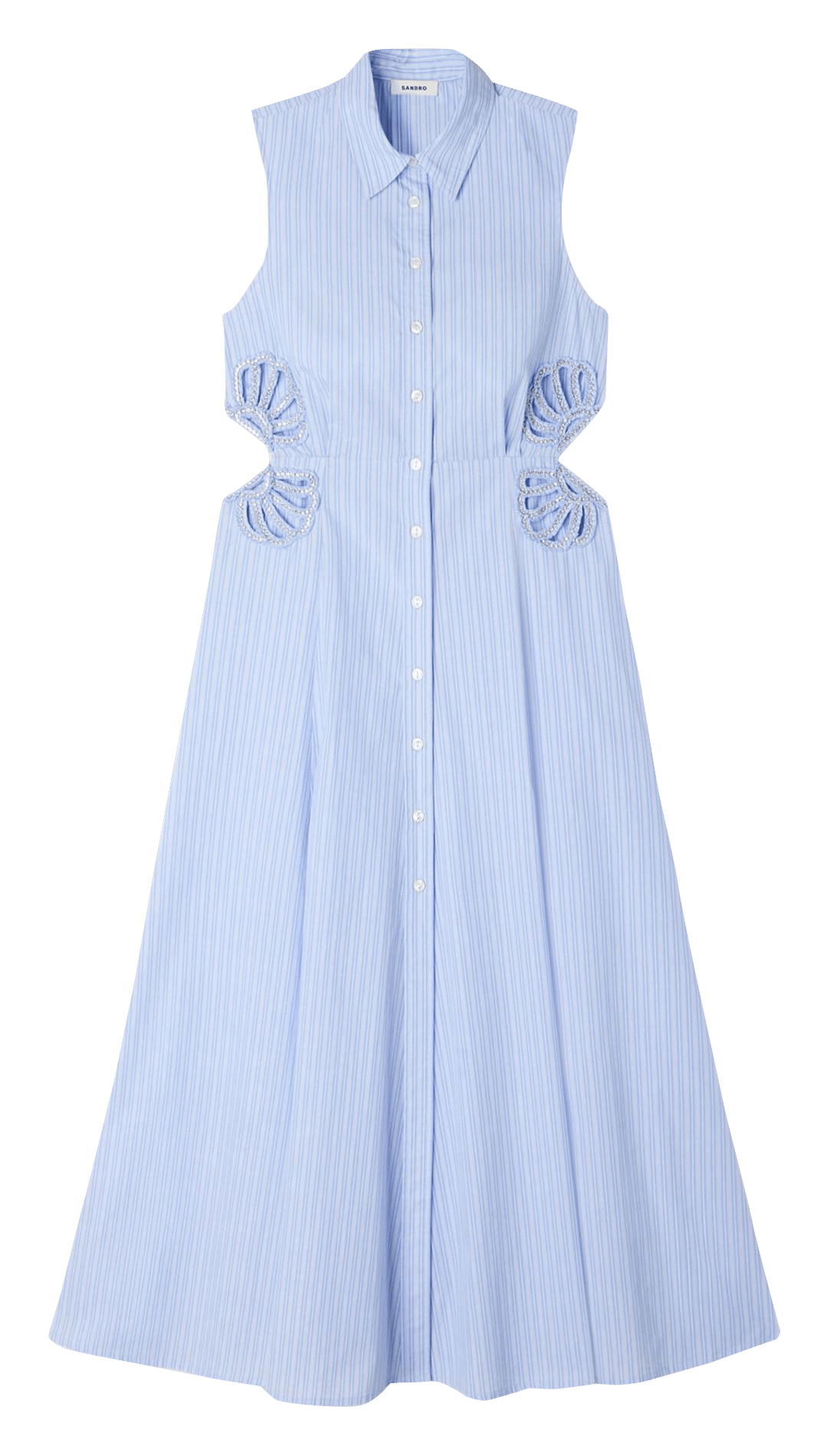 Robe chemise en coton SANDRO Bleu