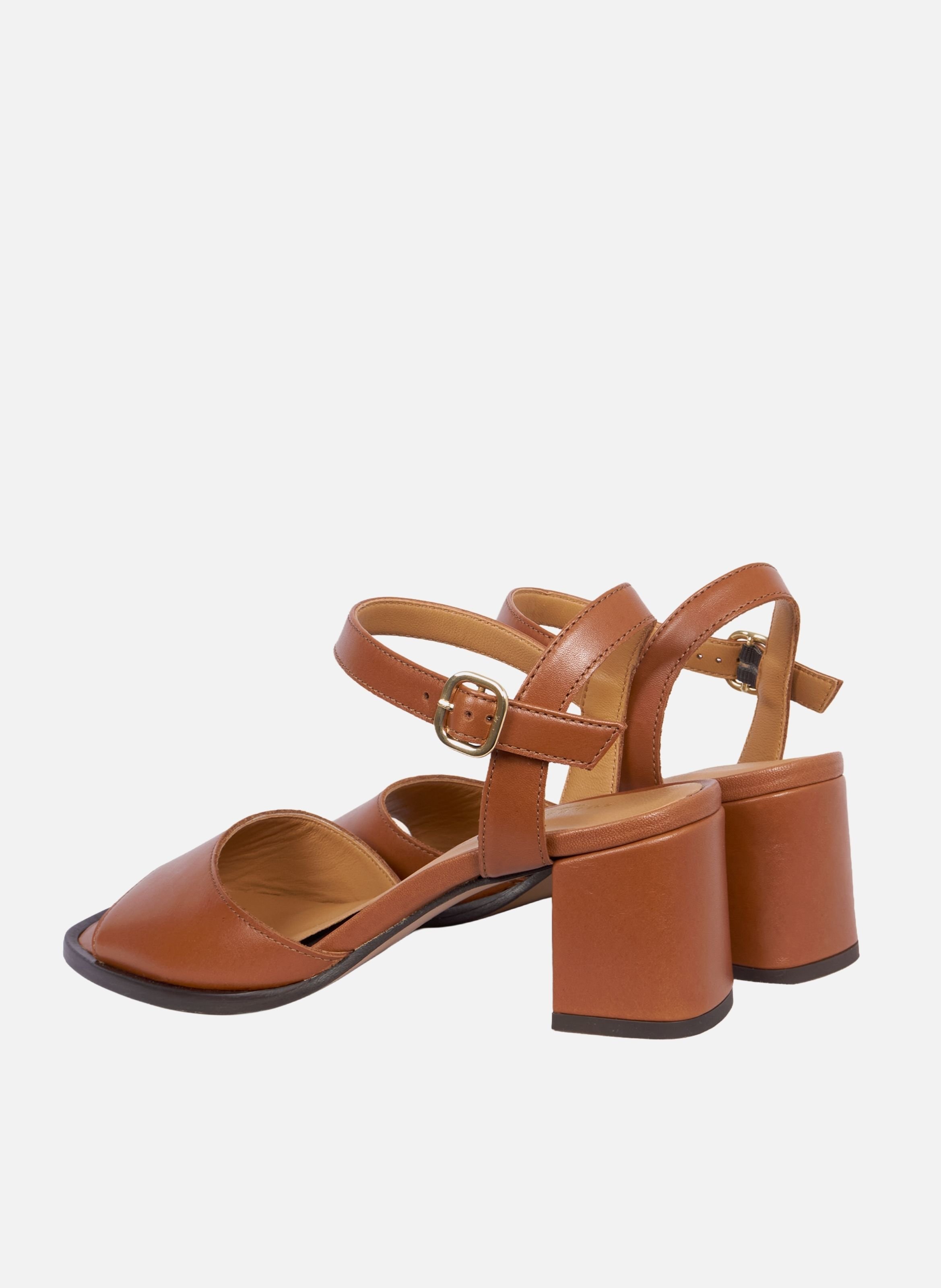 Sandales talon anouk cuir lisse JULES & JENN Marron