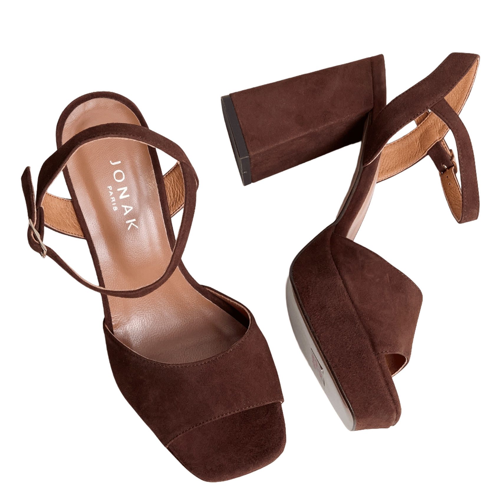 Sandales à talon en cuir velours vlada JONAK Marron