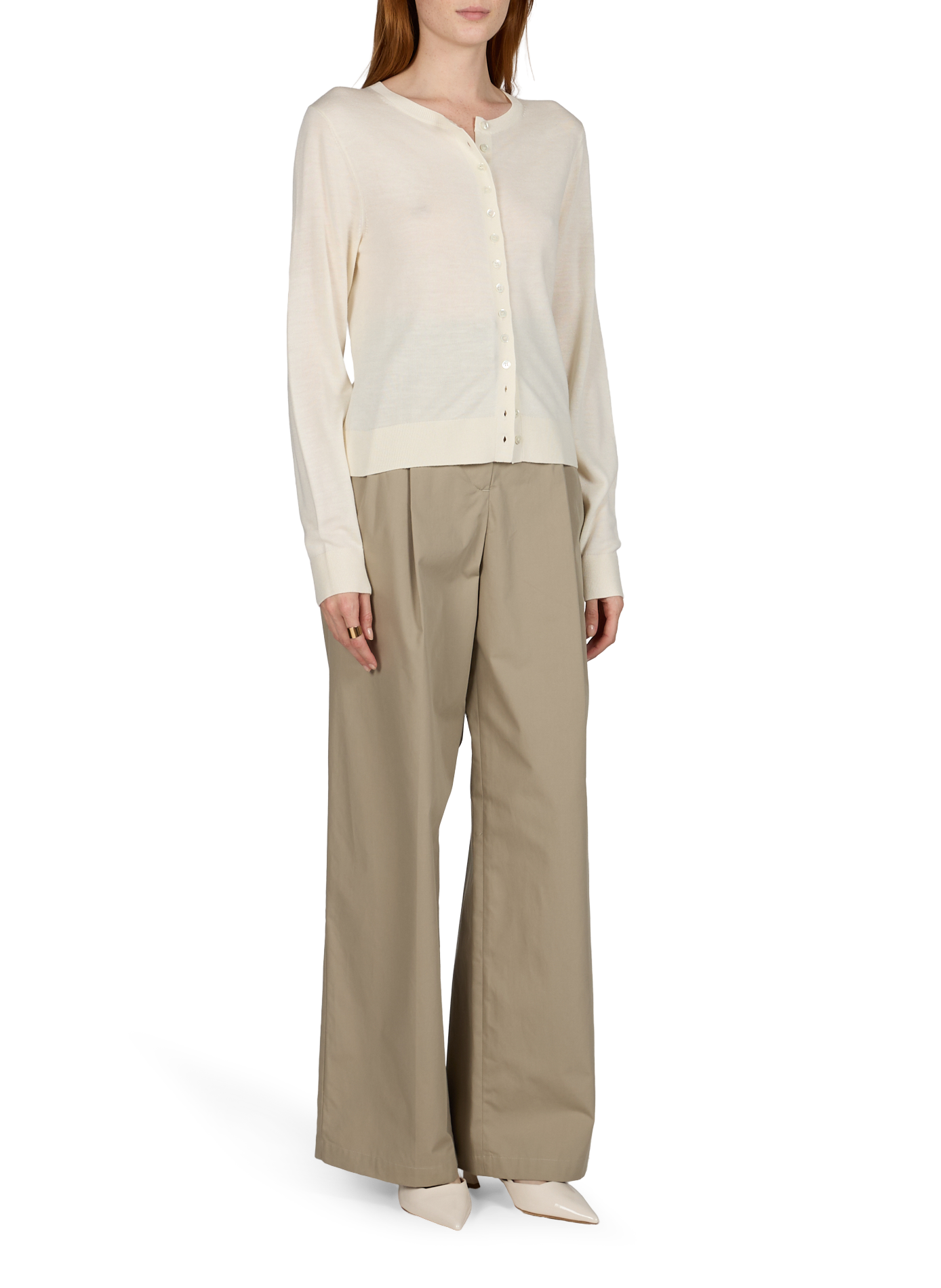 Hayla silk, wool, and cashmere cardigan ALMADA Beige