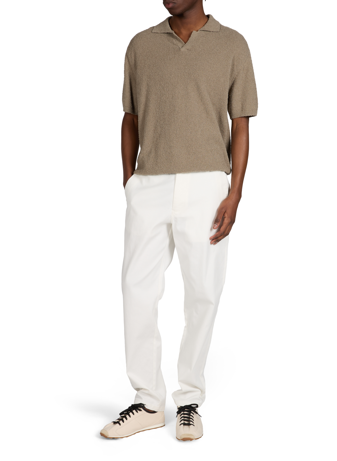 Pantalon regular en coton côtelé mélangé ARMANI EXCHANGE Blanc